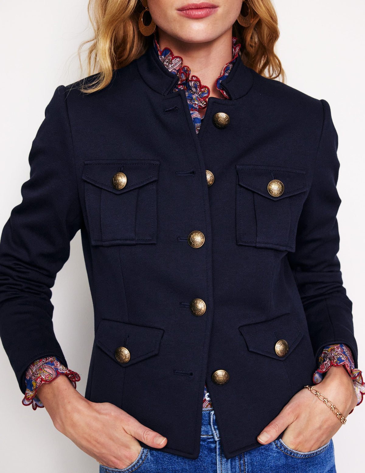 Military Ponte Jacket-Navy - Image 2
