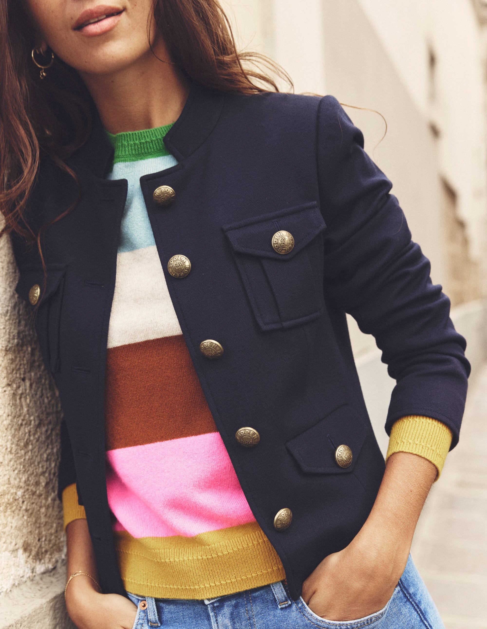 Military Ponte Jacket-Navy - Image 5