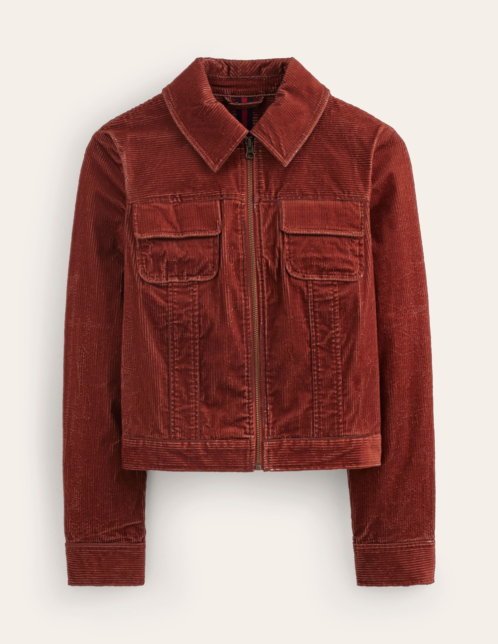Cord Zip Through Jacket-Deep Rust - Image 5