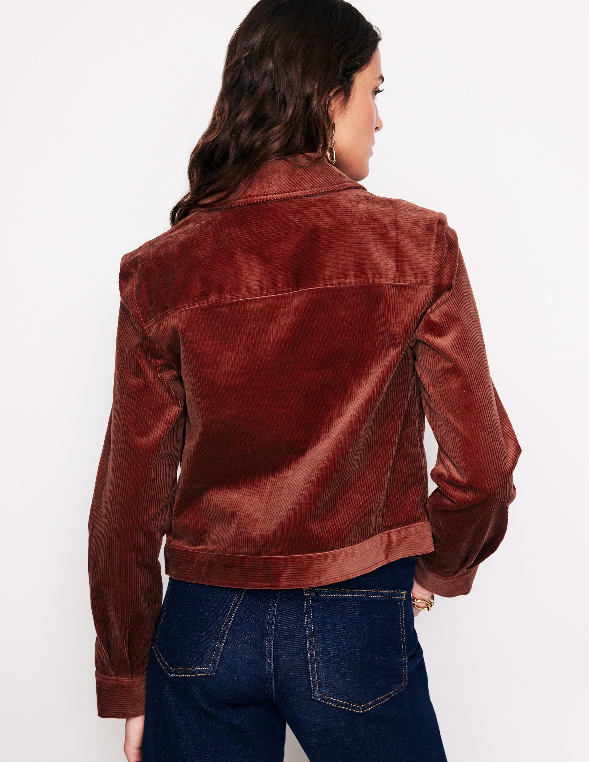 Cord Zip Through Jacket-Deep Rust - Image 3