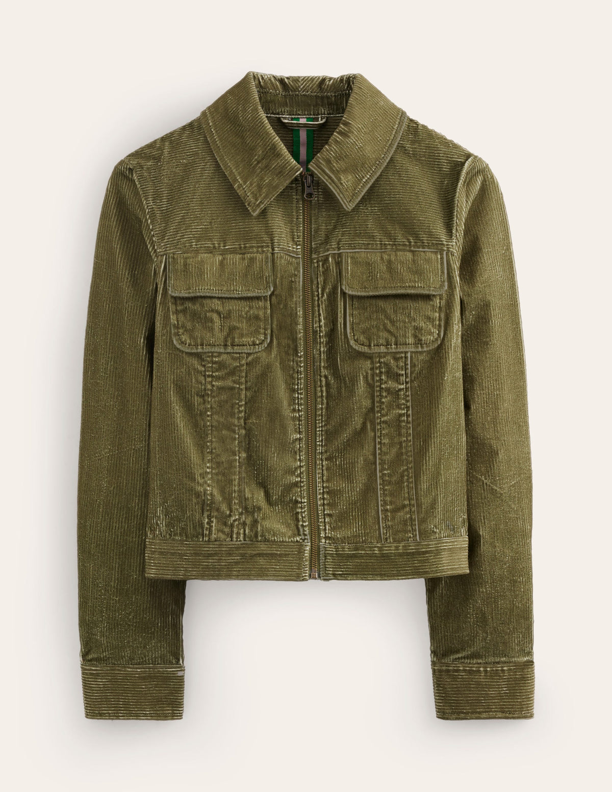 Cord Zip Through Jacket-Winter Moss - Image 5