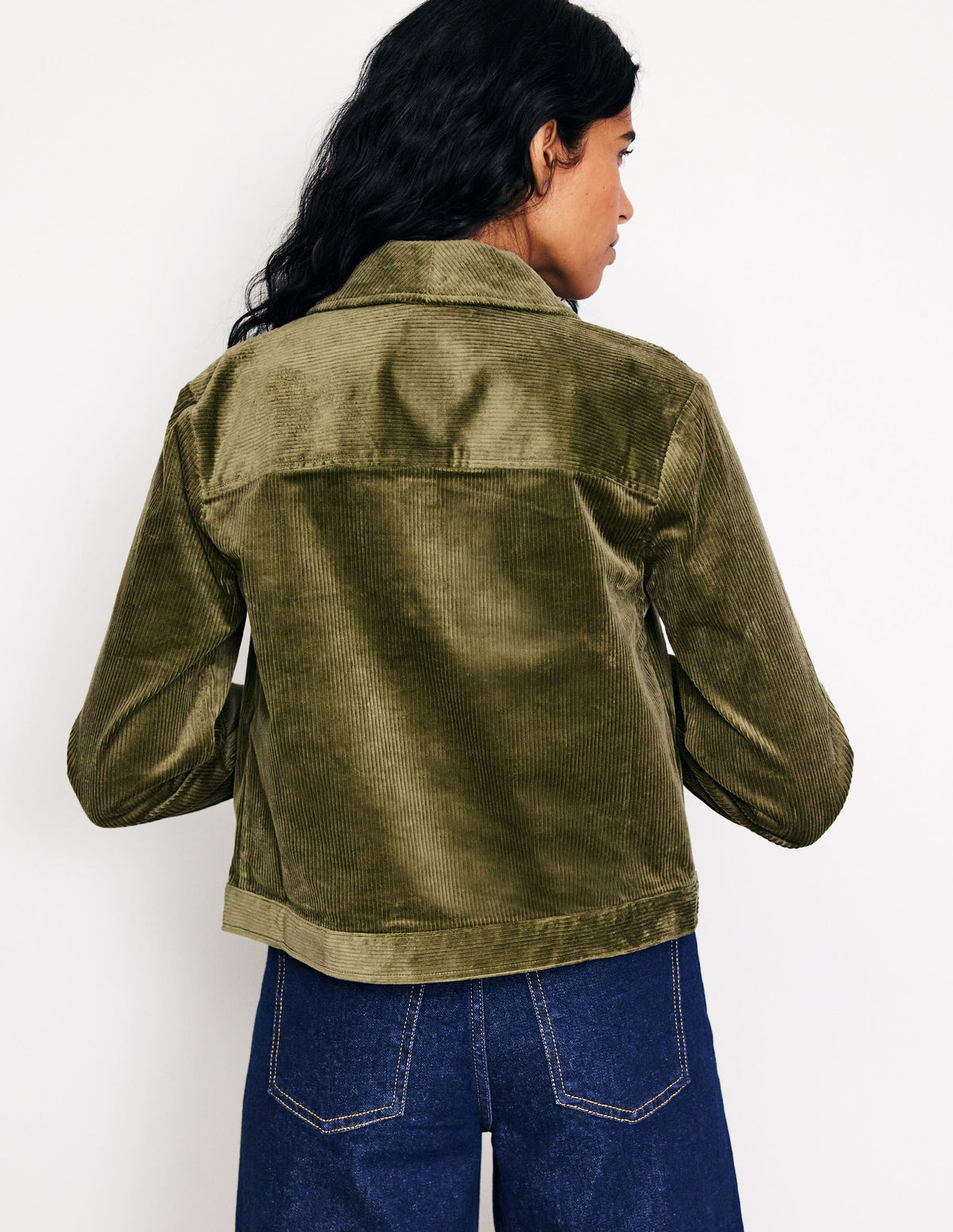 Cord Zip Through Jacket-Winter Moss-3