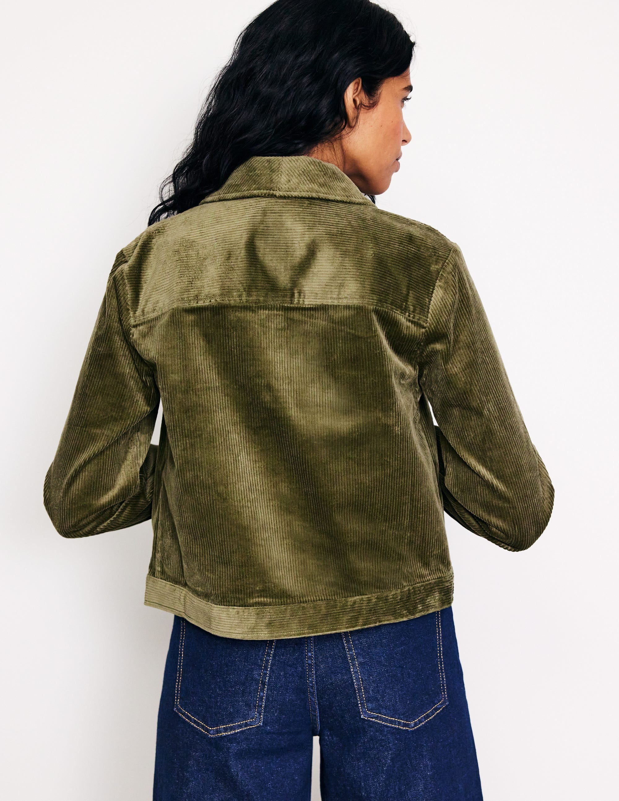 Cord Zip Through Jacket-Winter Moss - Image 3