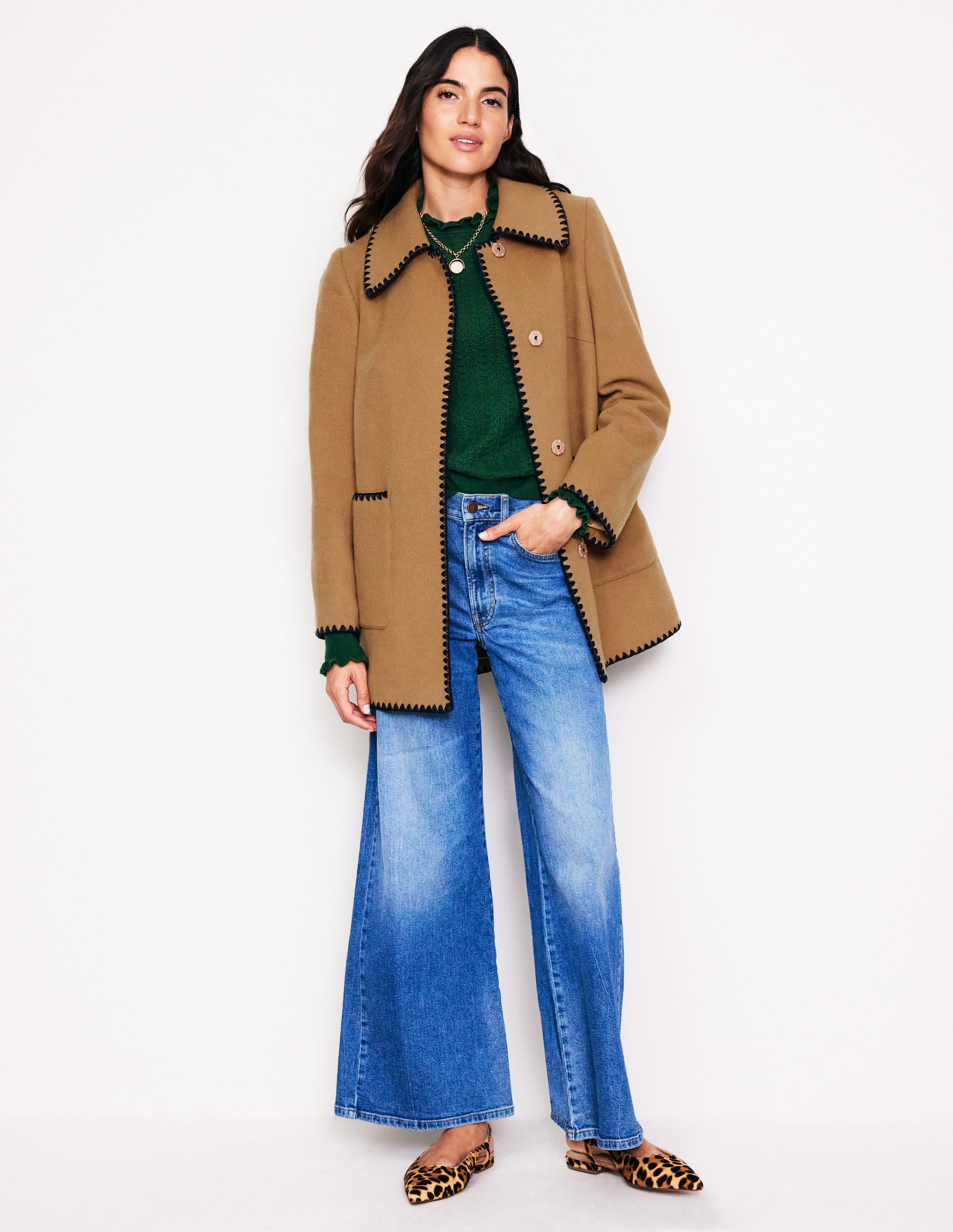 Blanket Stitch Car Coat-Tigers Eye - Image 1