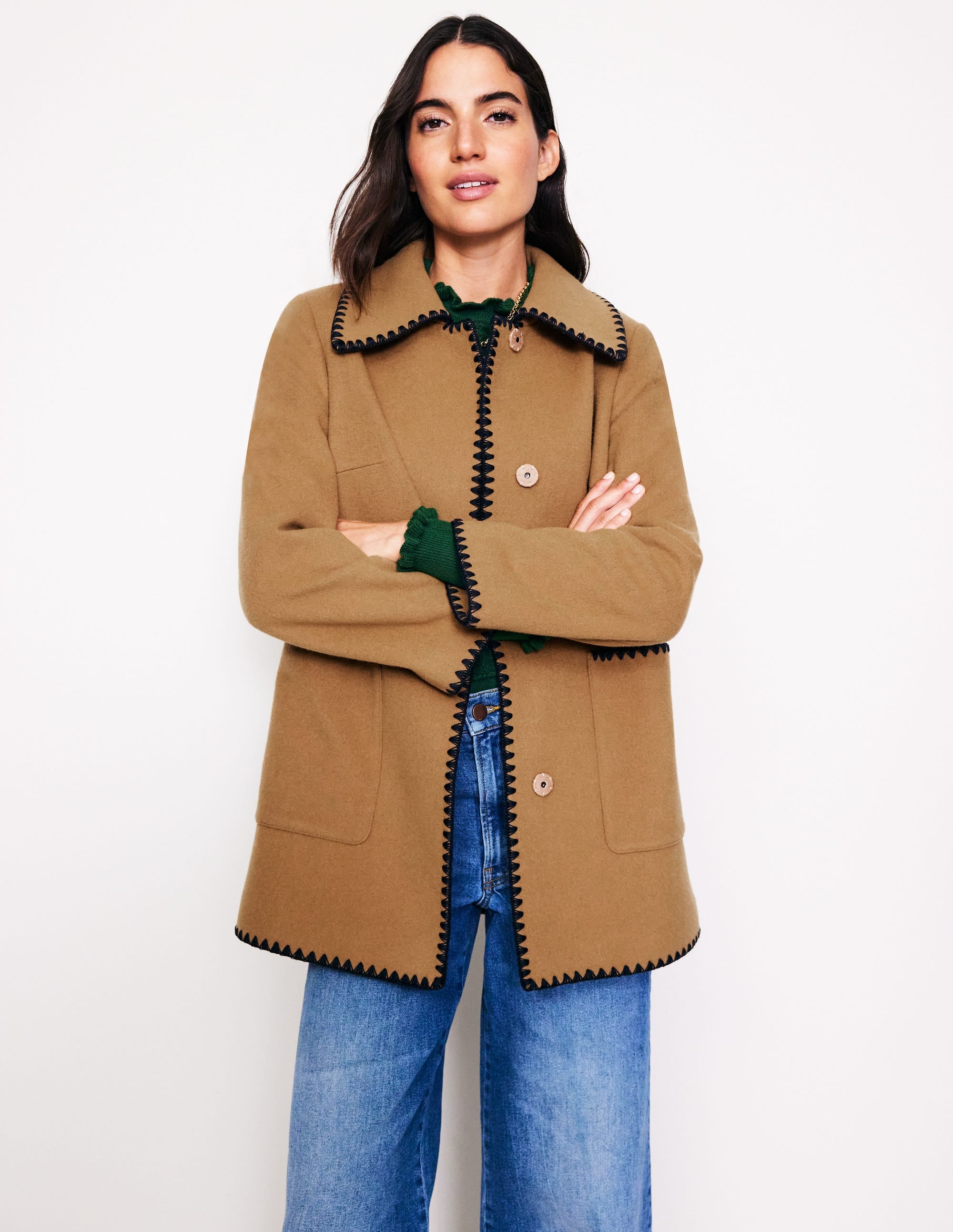 Blanket Stitch Car Coat-Tigers Eye - Image 2