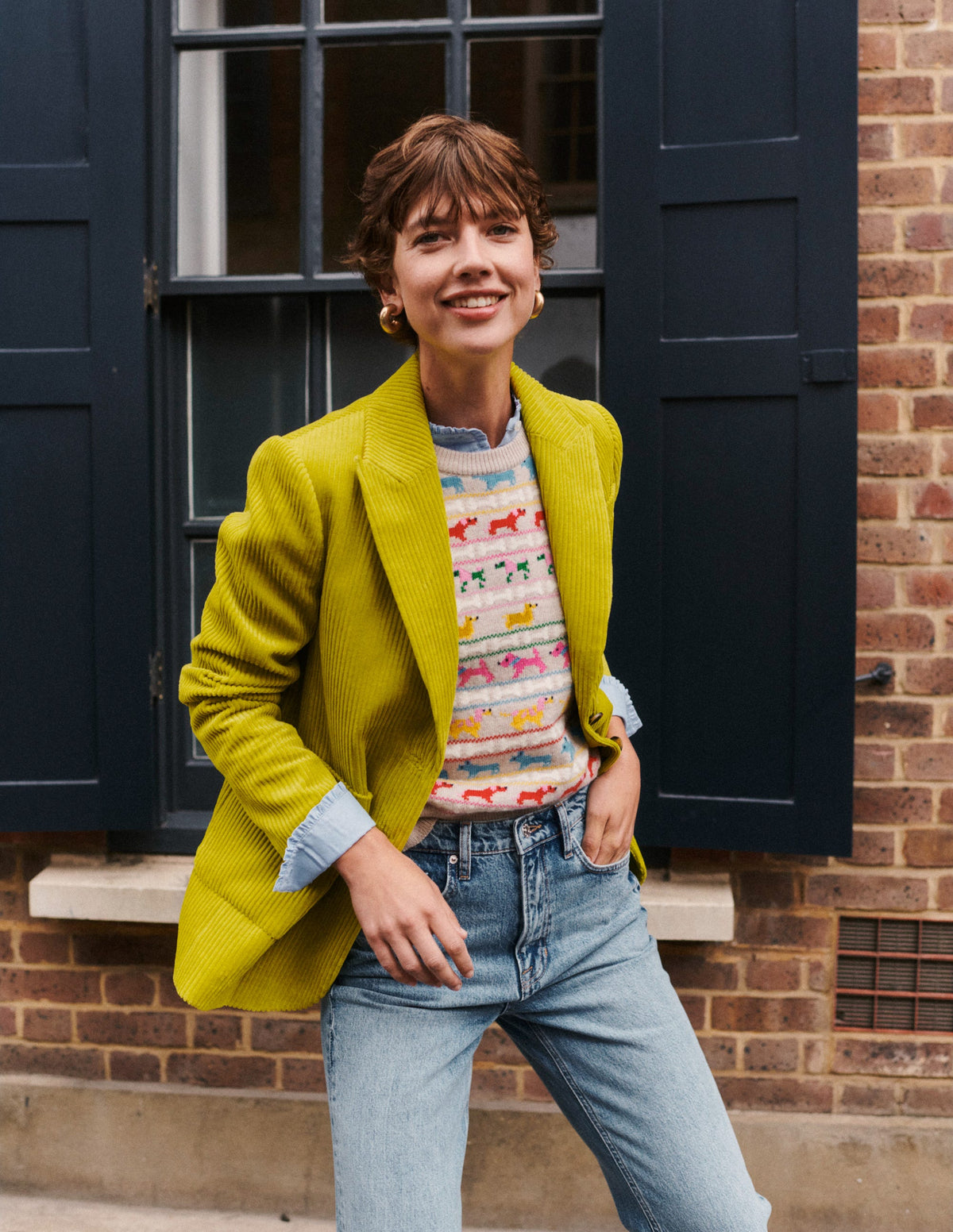 Relaxed Cord Blazer-Kiwi-6