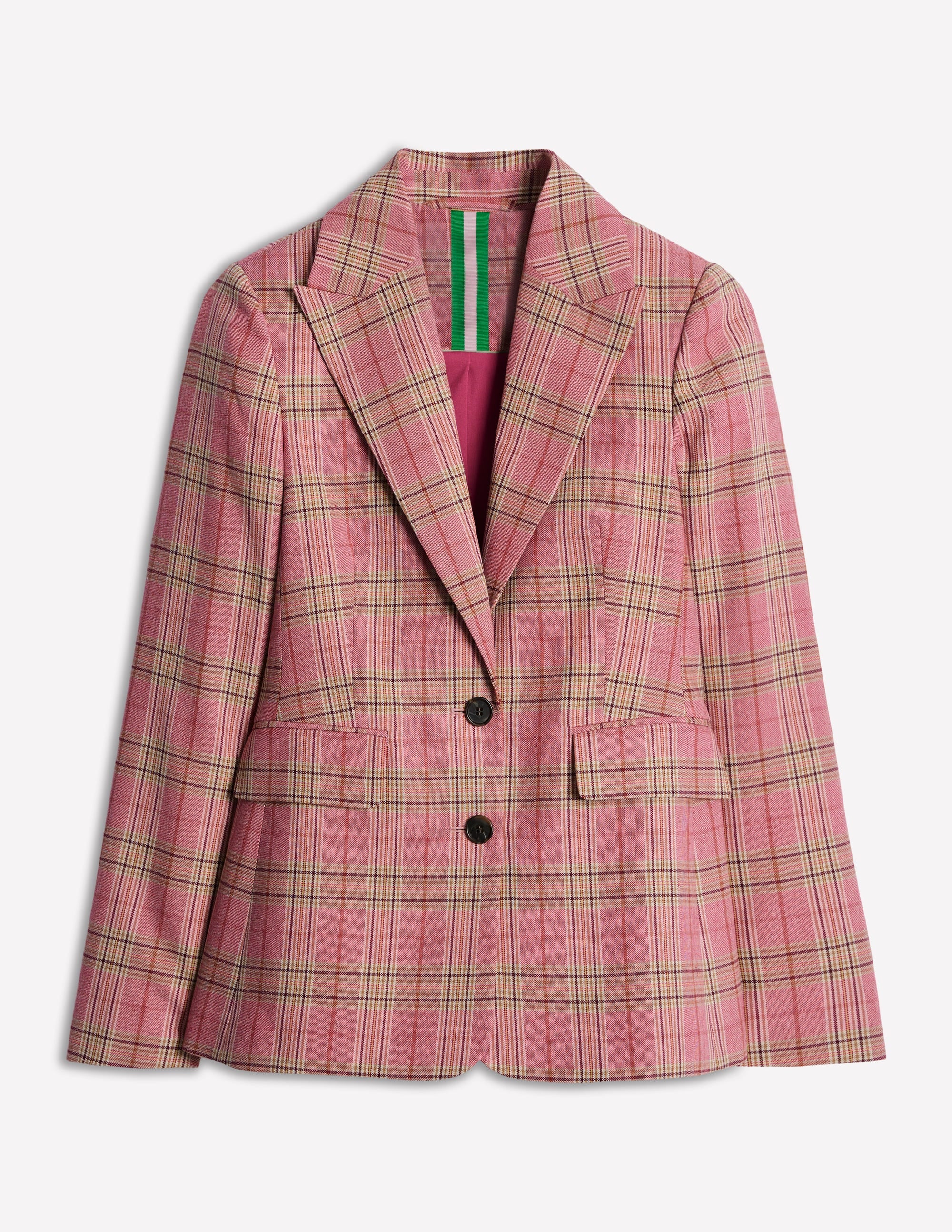 Marylebone Cotton Blazer-Pink Check - Image 6