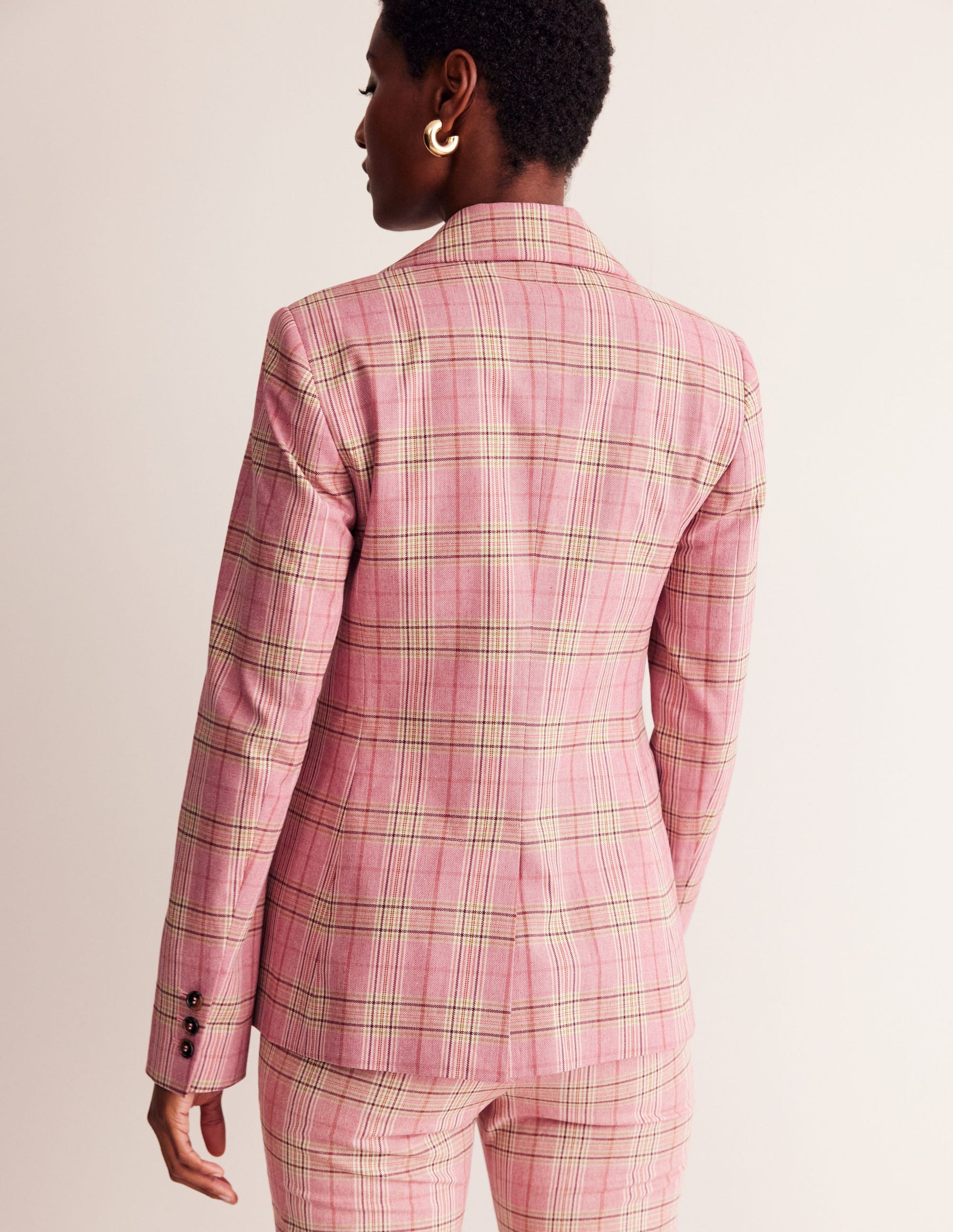 Marylebone Cotton Blazer-Pink Check-3