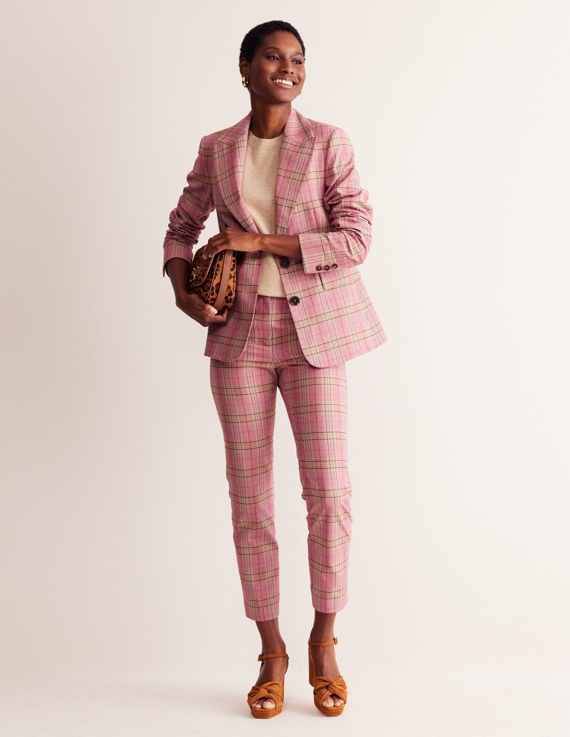 Marylebone Cotton Blazer-Pink Check-4