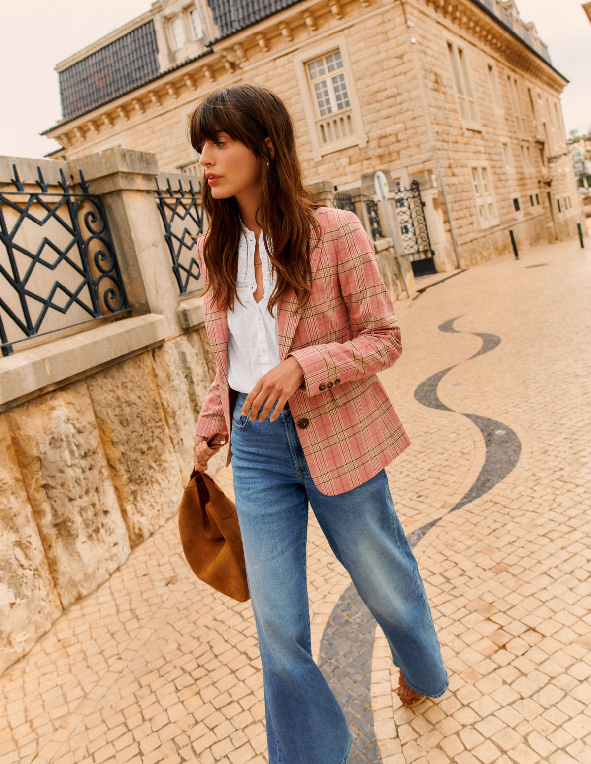 Marylebone Cotton Blazer-Pink Check-5