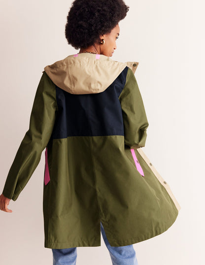 Wells Waterproof Hooded Coat-Multi Colourblock-3