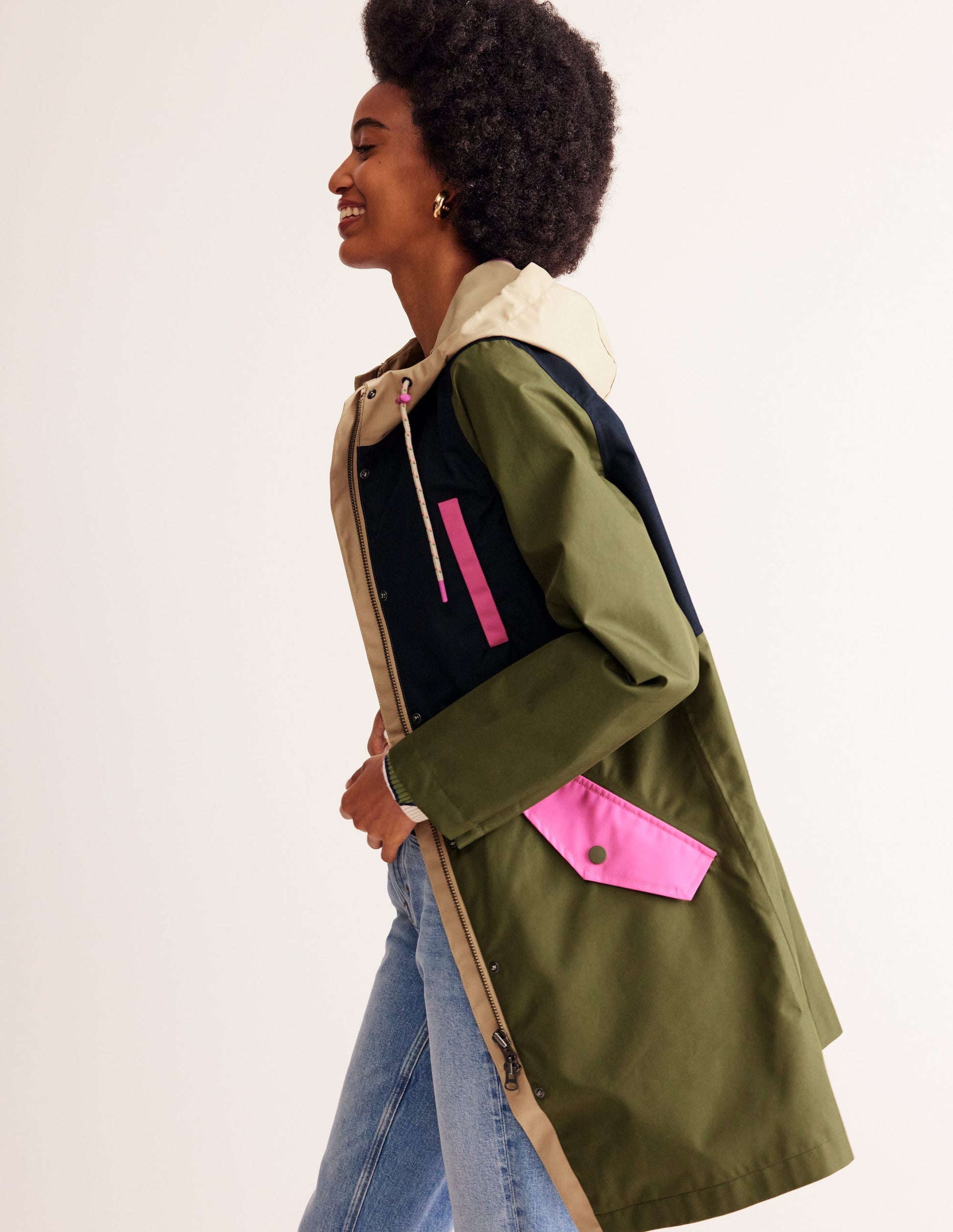 Wells Waterproof Hooded Coat-Multi Colourblock-5