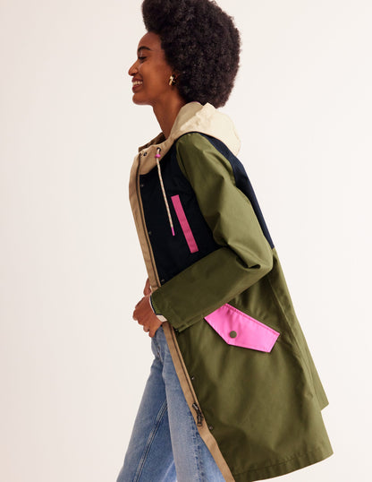 Wells Waterproof Hooded Coat-Multi Colourblock-5