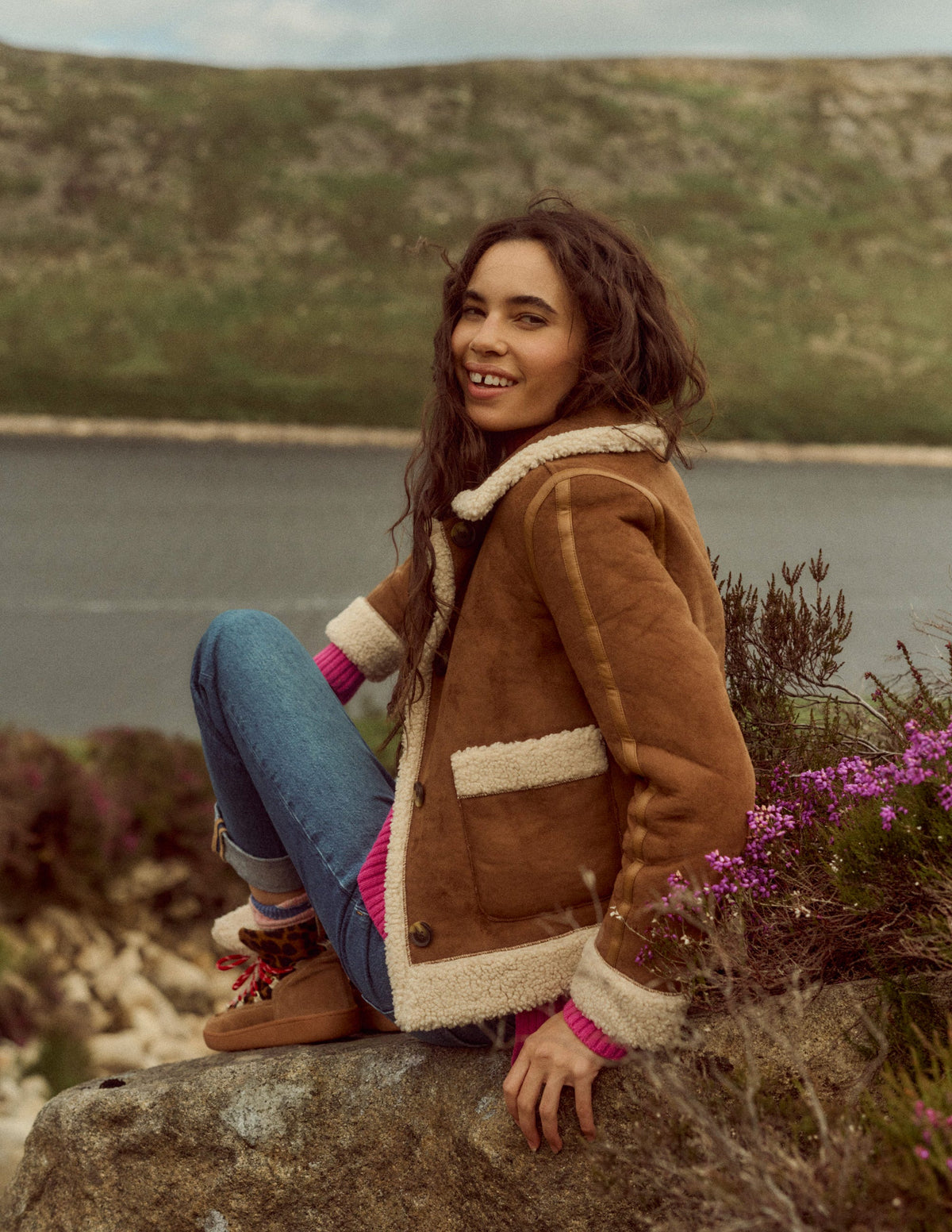 Faux Shearling Jacket-Brown - Image 6