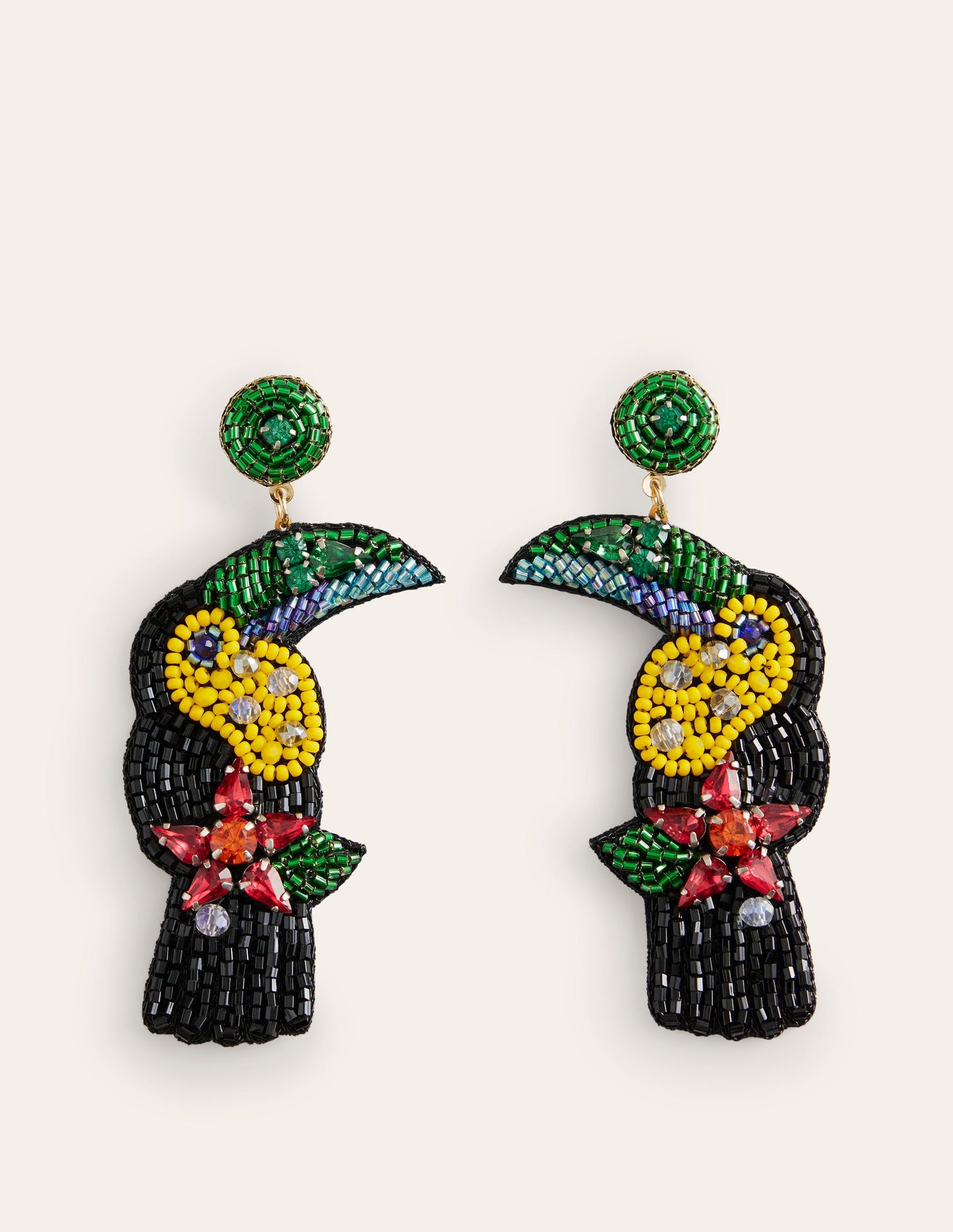 Beady Motif Earrings-Toucan