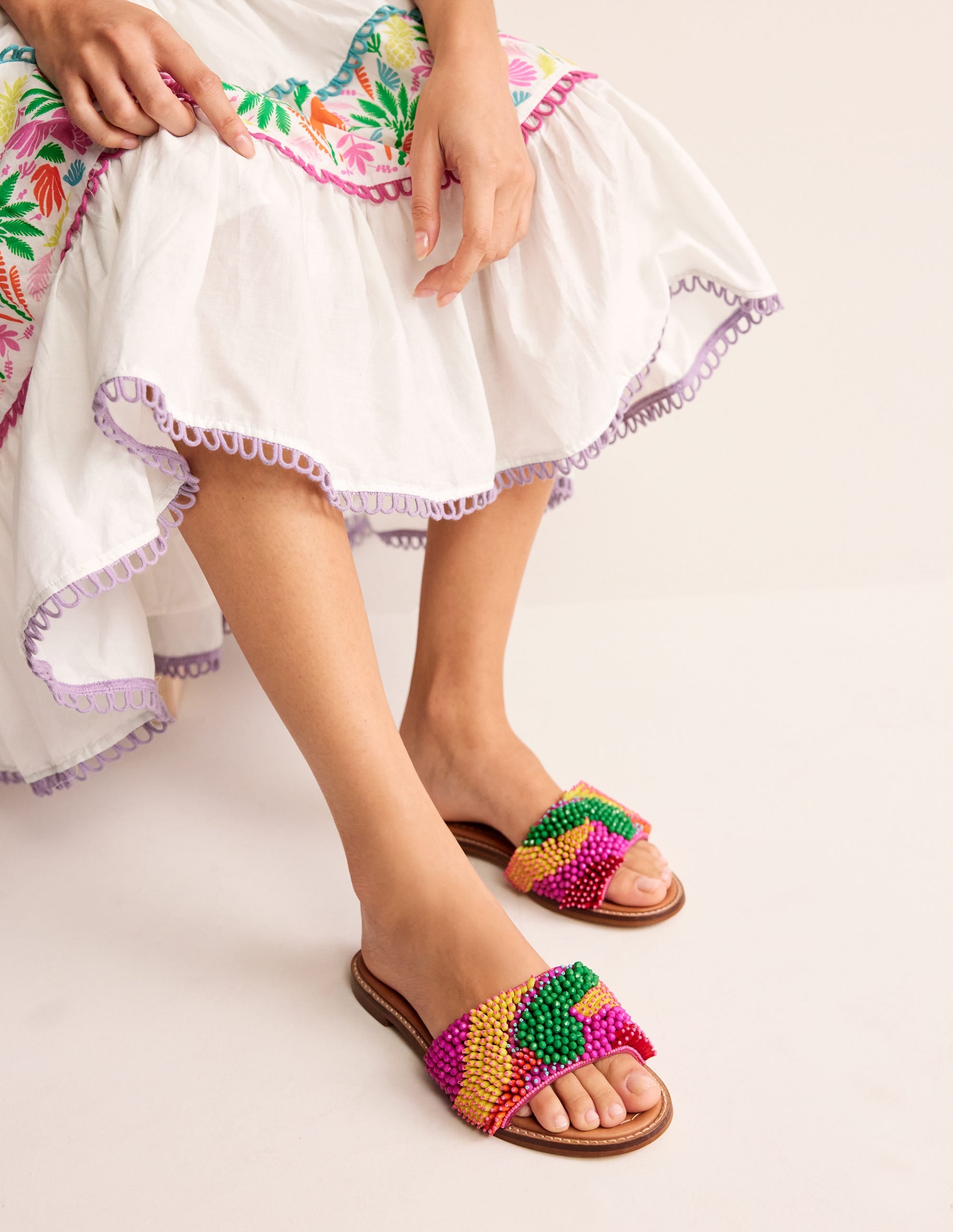 Multi Bead Flat Sandal-Multi - Image 1