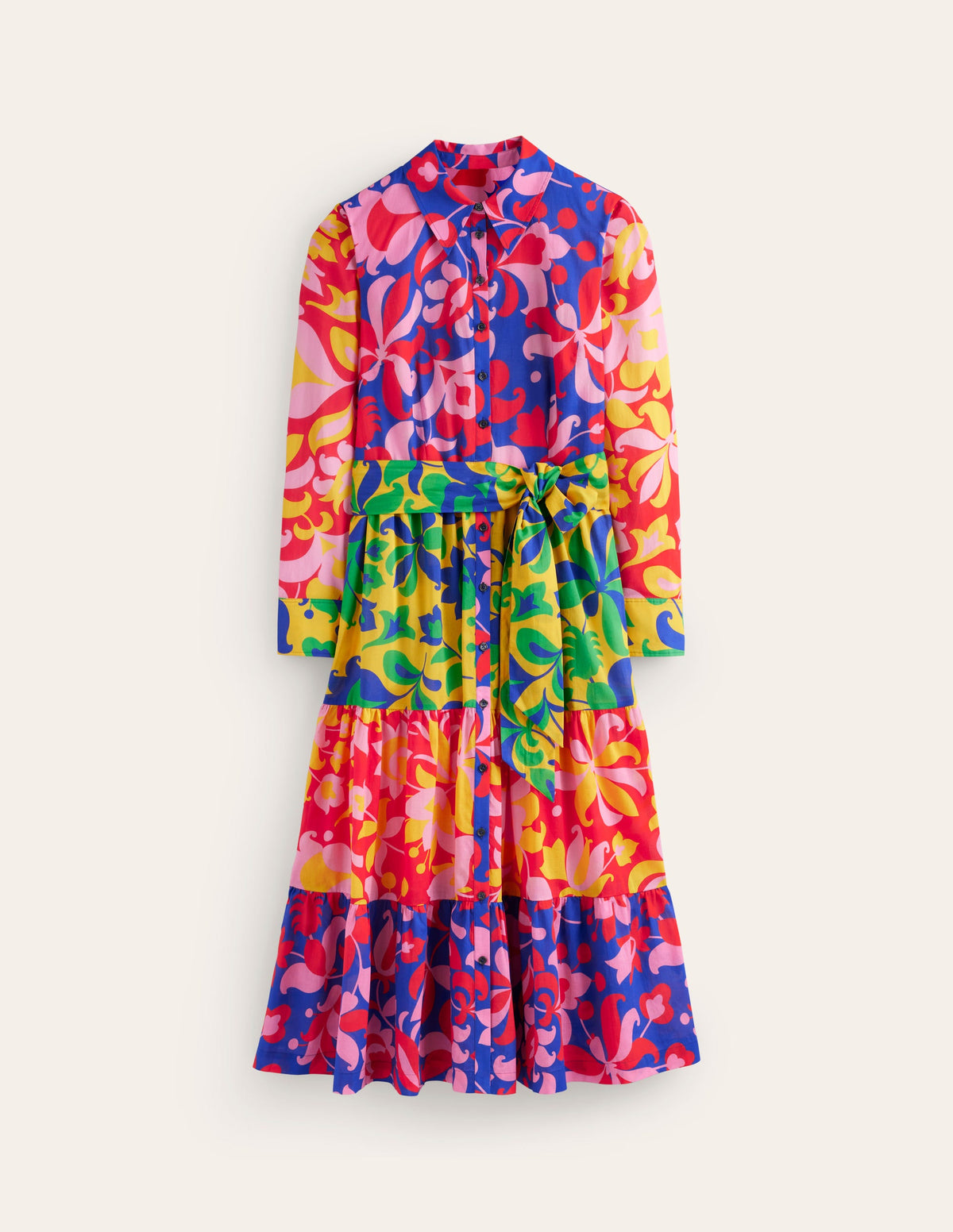 Flo Cotton Midi Shirt Dress-Abstract Tulip, Hotch - Image 6