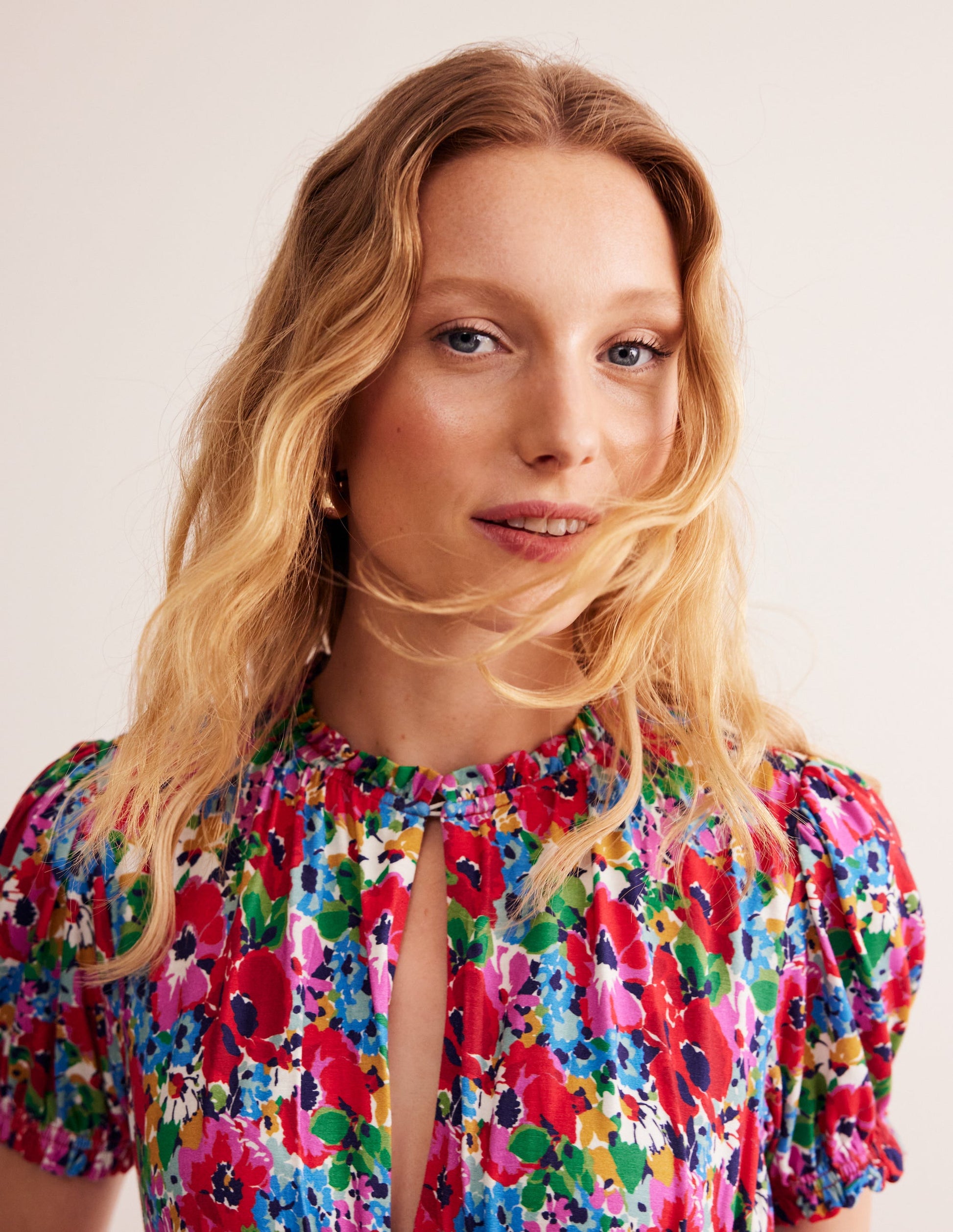 Rosanna Jersey Midi Tea Dress-Multi, Wild Poppy-2