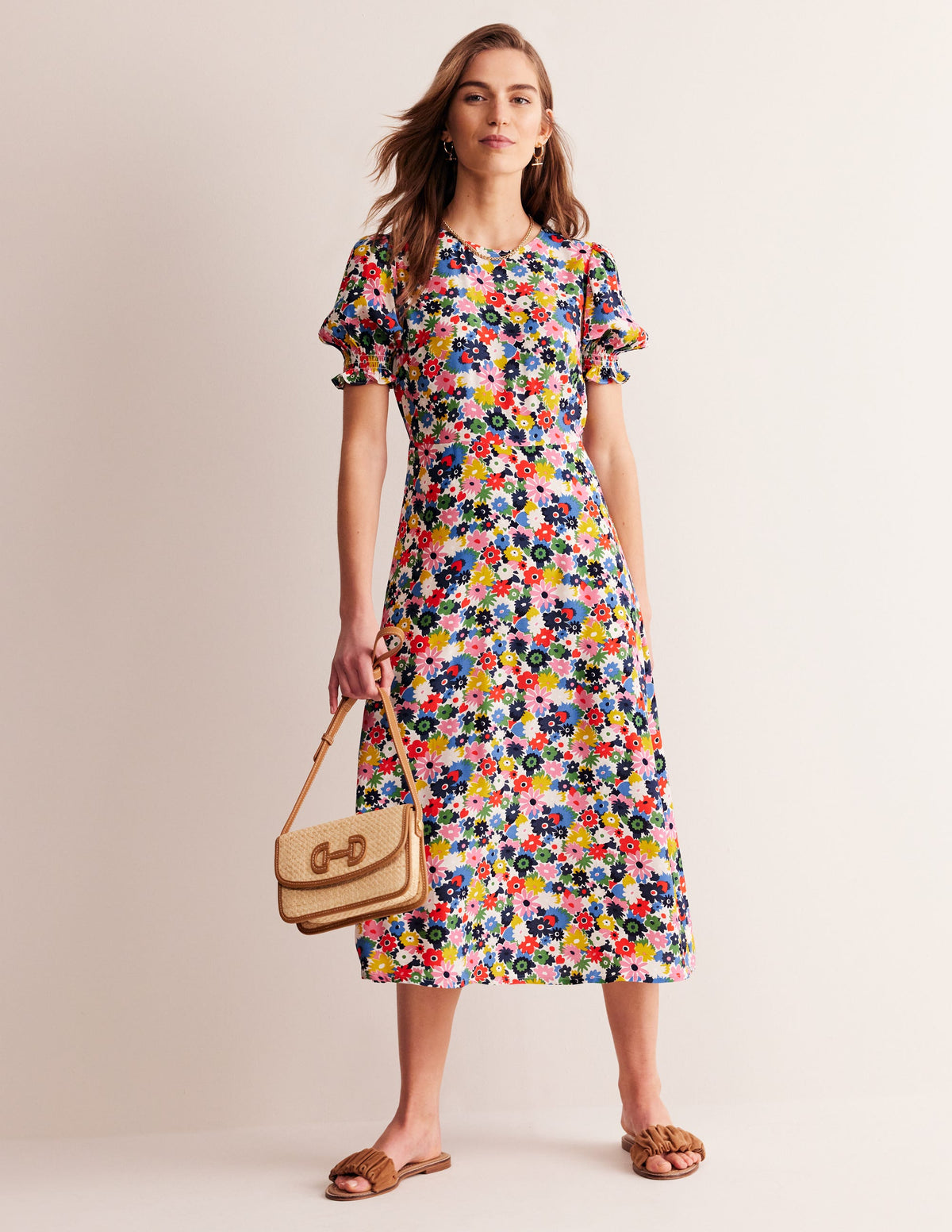 Corinne Midi Tea Dress-Multi, Paintbox Ditsy - Image 2