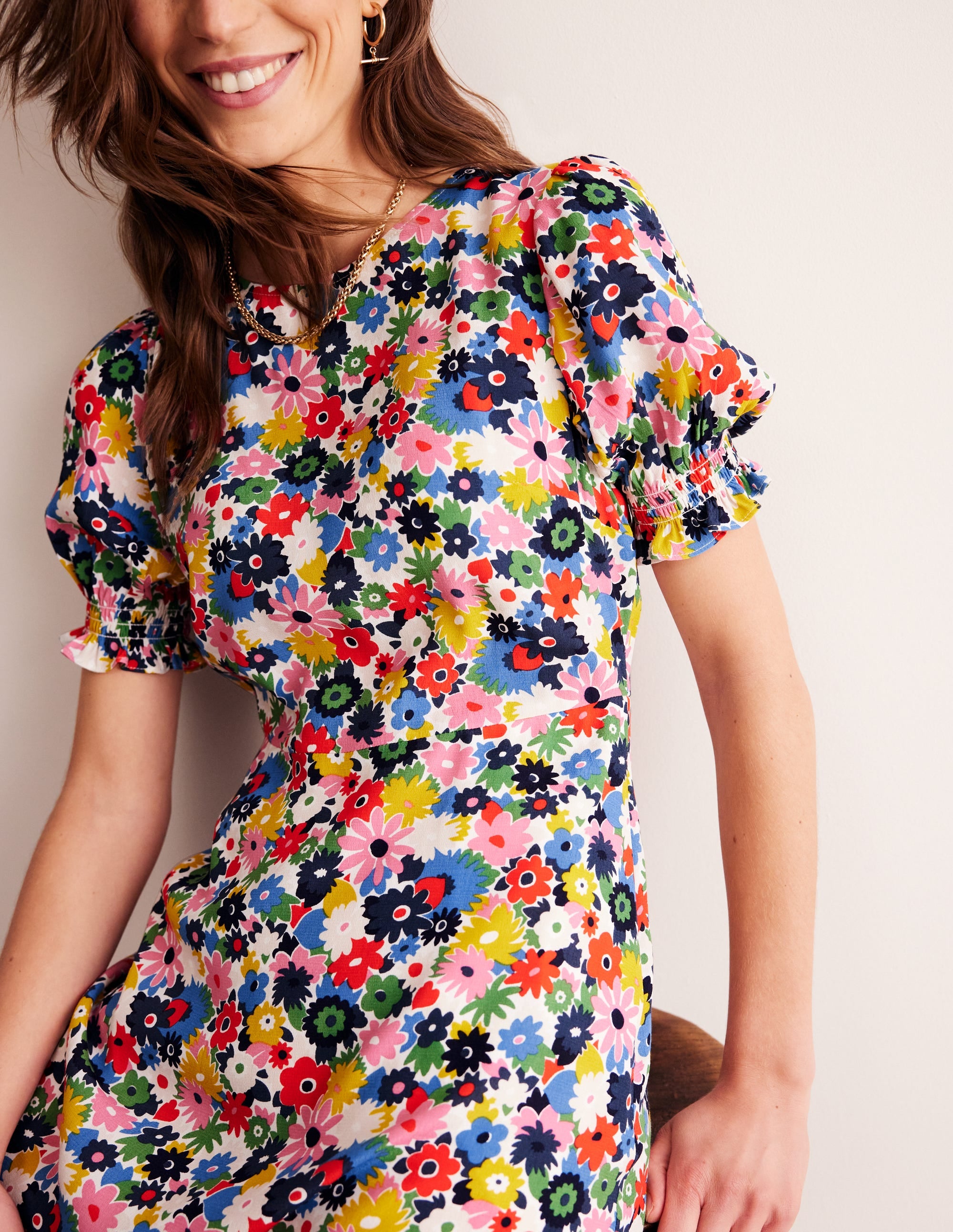 Corinne Midi Tea Dress-Multi, Paintbox Ditsy - Image 3