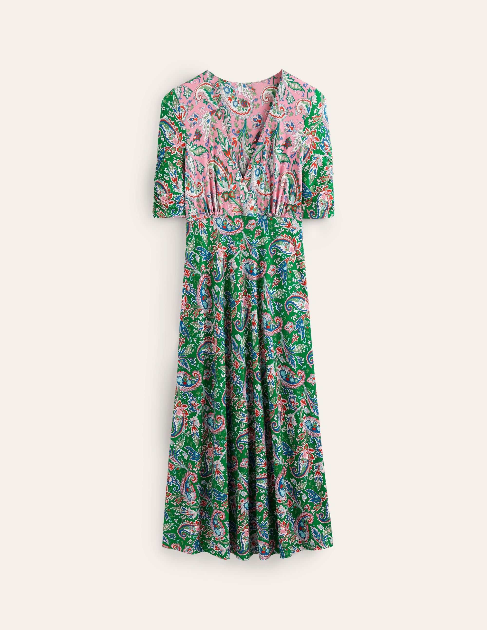 Rebecca Jersey Midi Tea Dress-Cashmere Rose, Paisley Azure - Image 7