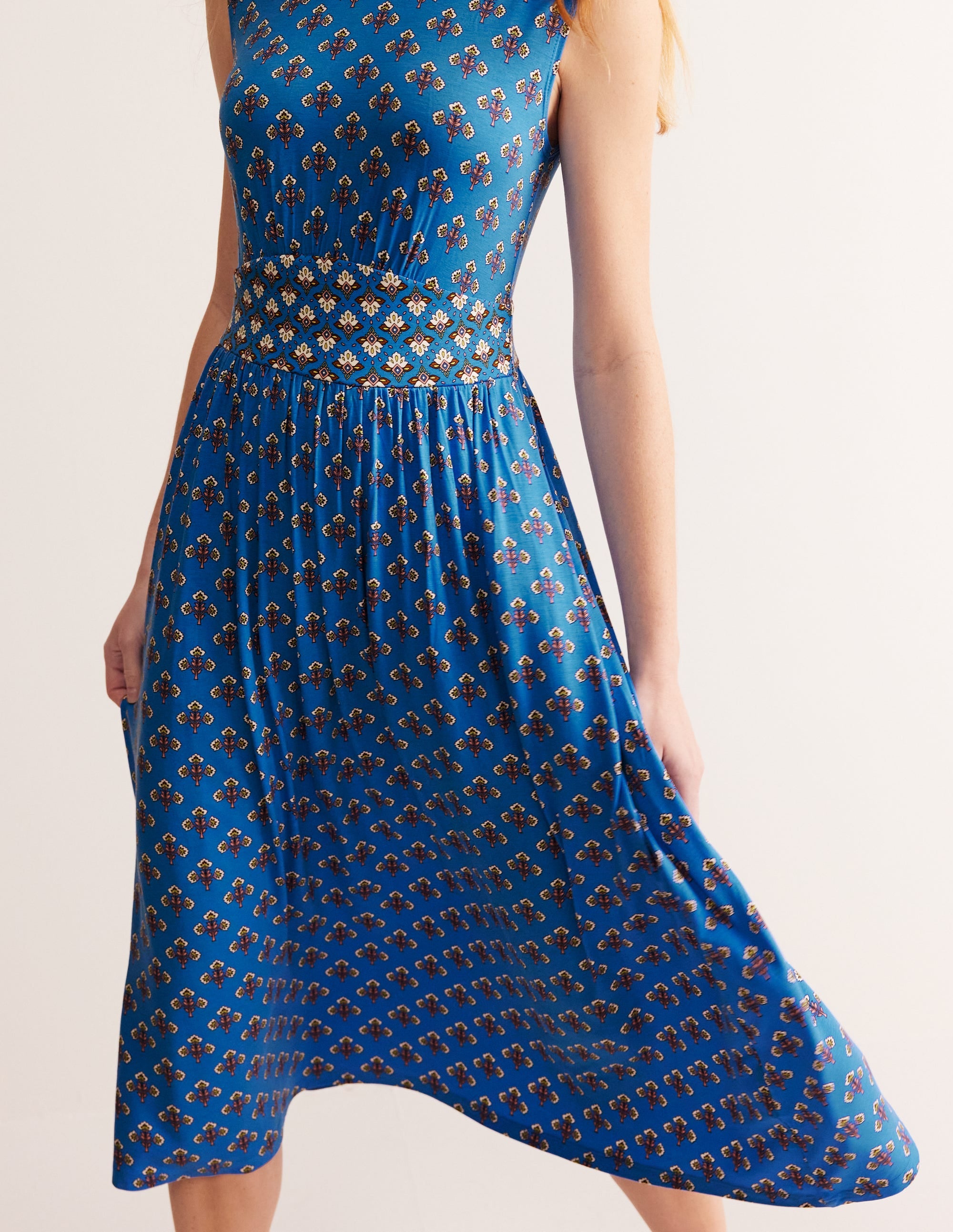 Thea Sleeveless Midi Dress-Indigo Bunting, Passion Stem - Image 2