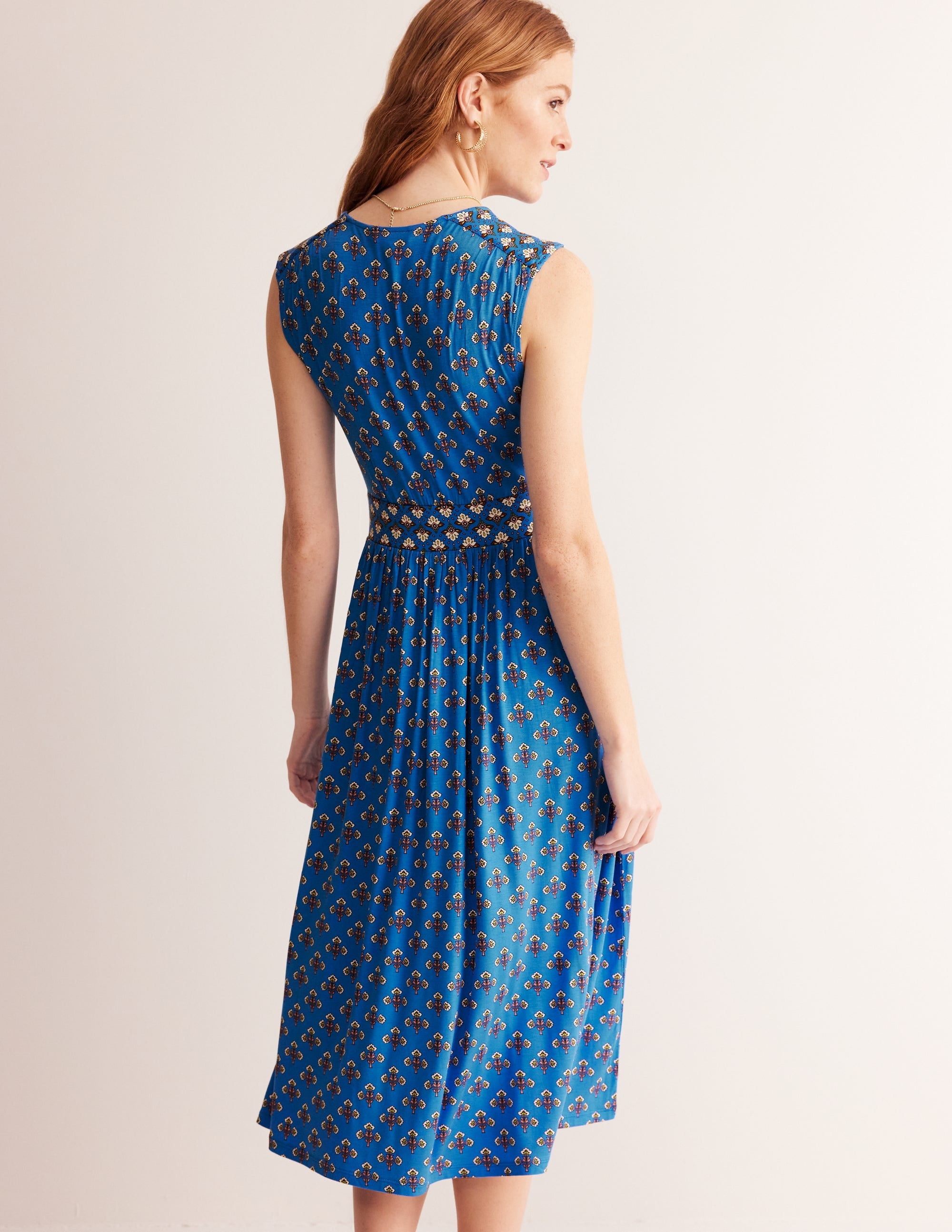 Thea Sleeveless Midi Dress-Indigo Bunting, Passion Stem - Image 3