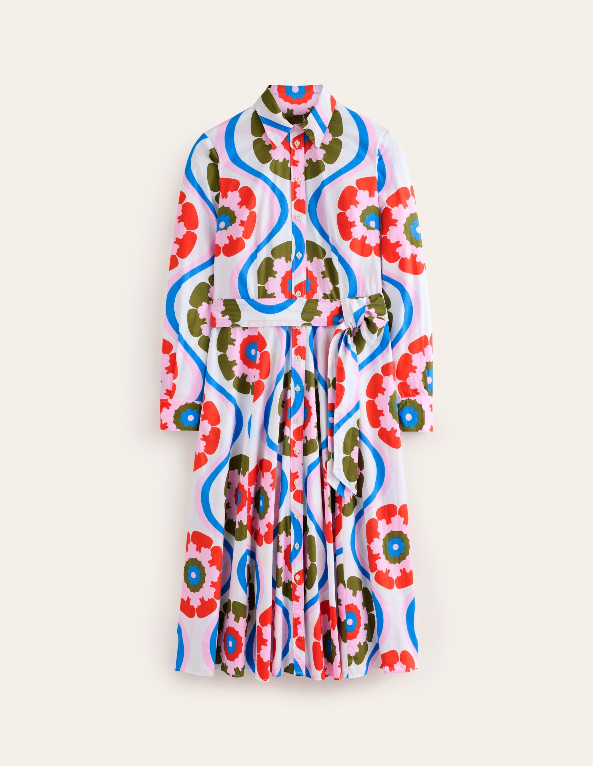 Amy Cotton Midi Shirt Dress-Multi, Geo Floret - Image 6