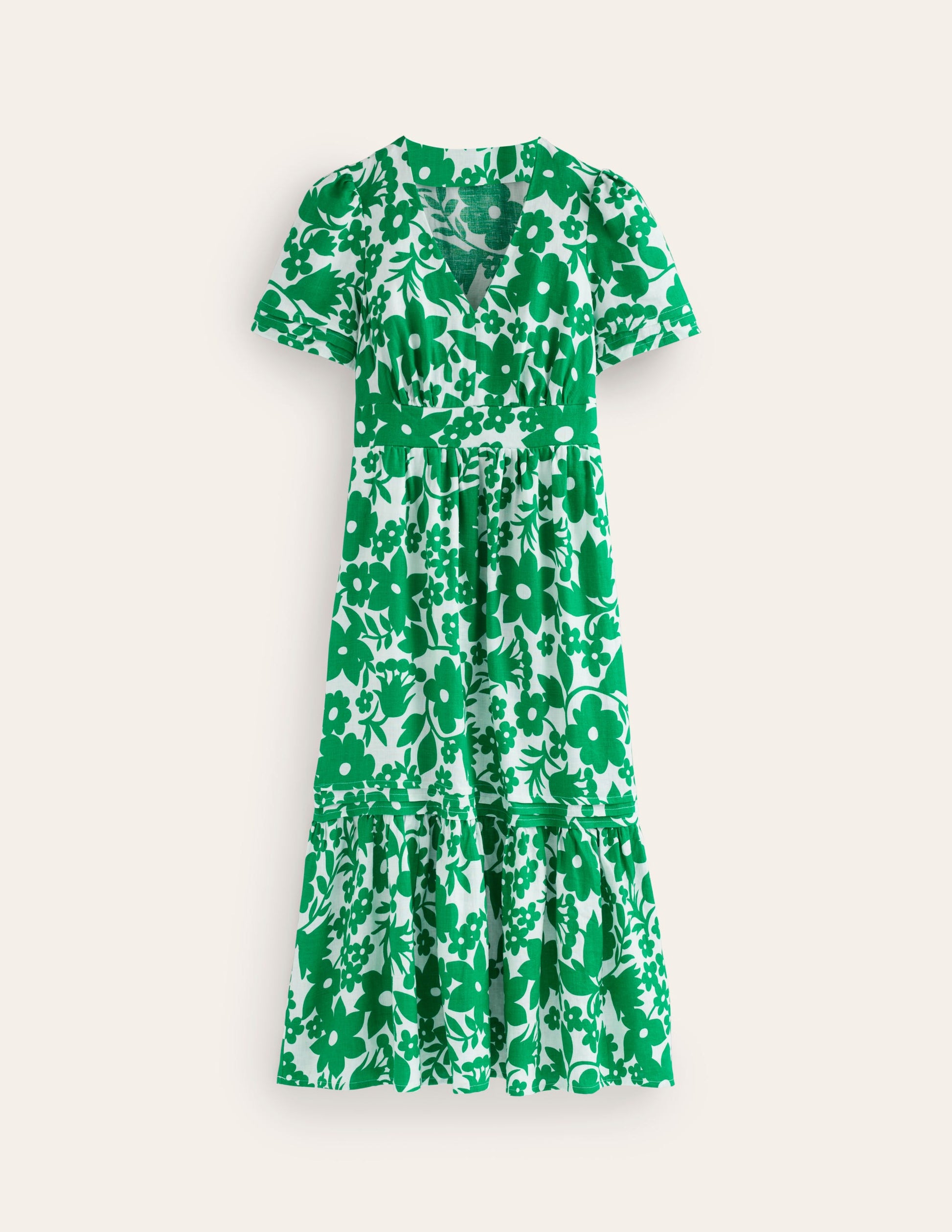 Eve Linen Midi Dress-Green Tambourine, Tulip Garden-6