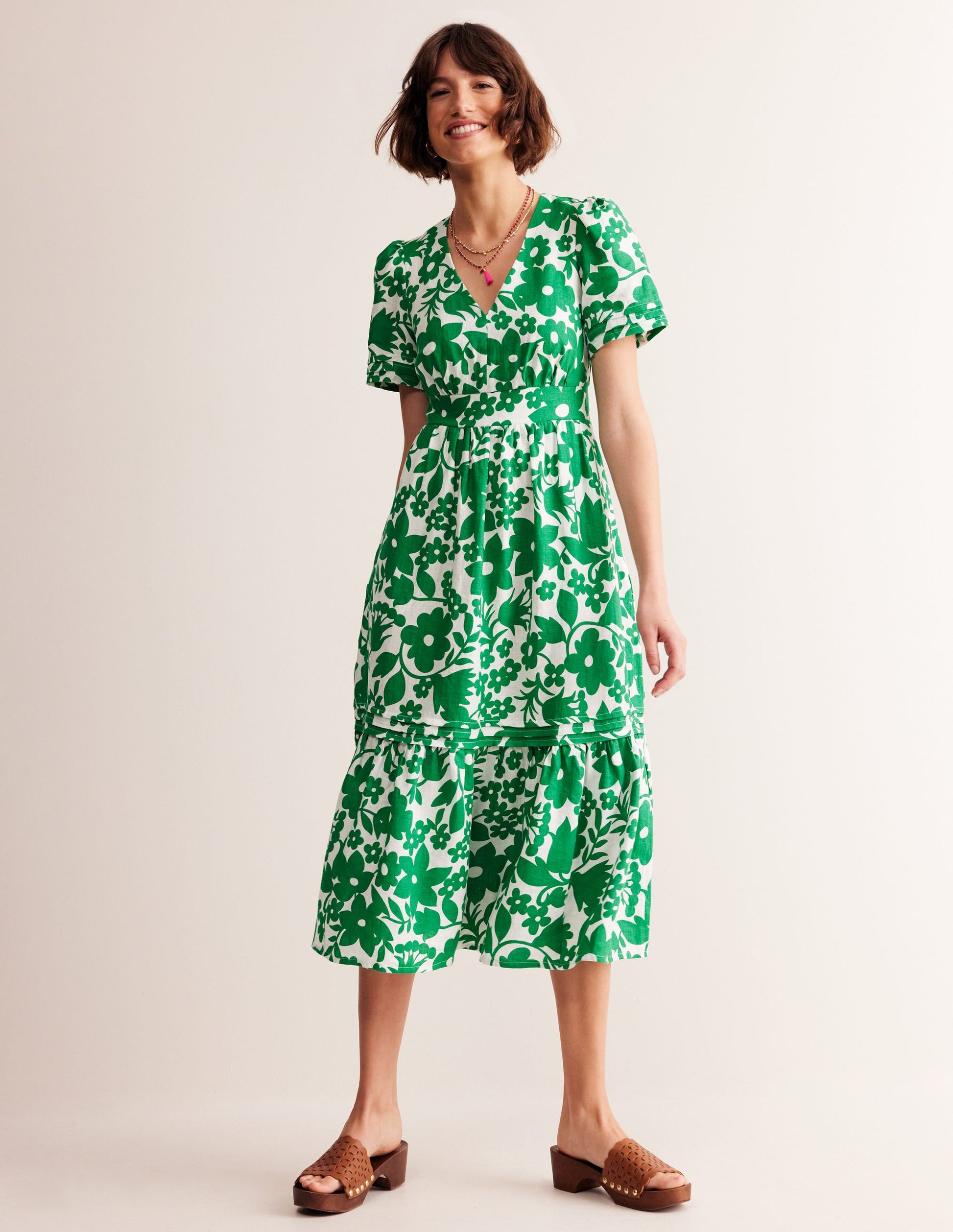 Eve Linen Midi Dress-Green Tambourine, Tulip Garden-1