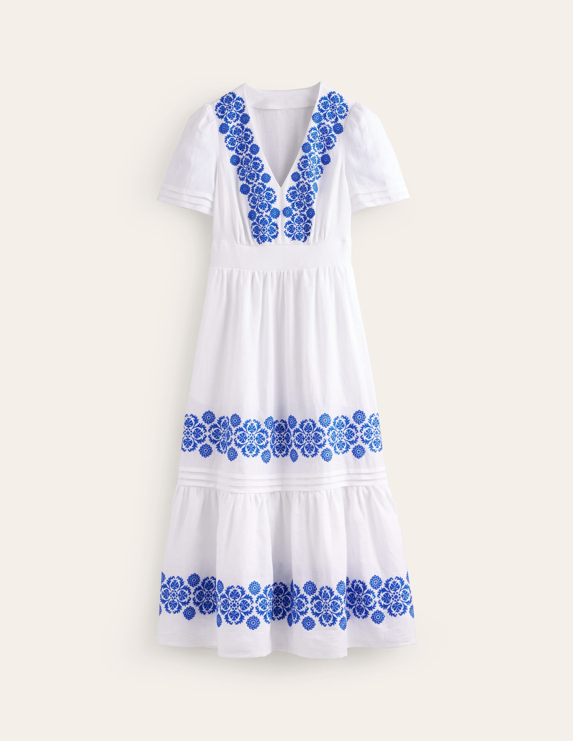 Eve Linen Midi Dress-White - Image 8
