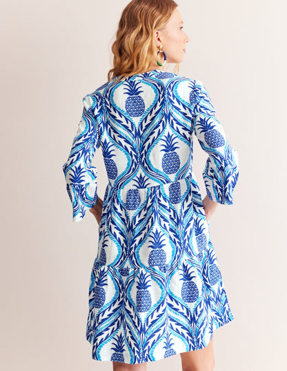 Sophia Linen Short Dress-Surf The Web, Pineapple Wave-4