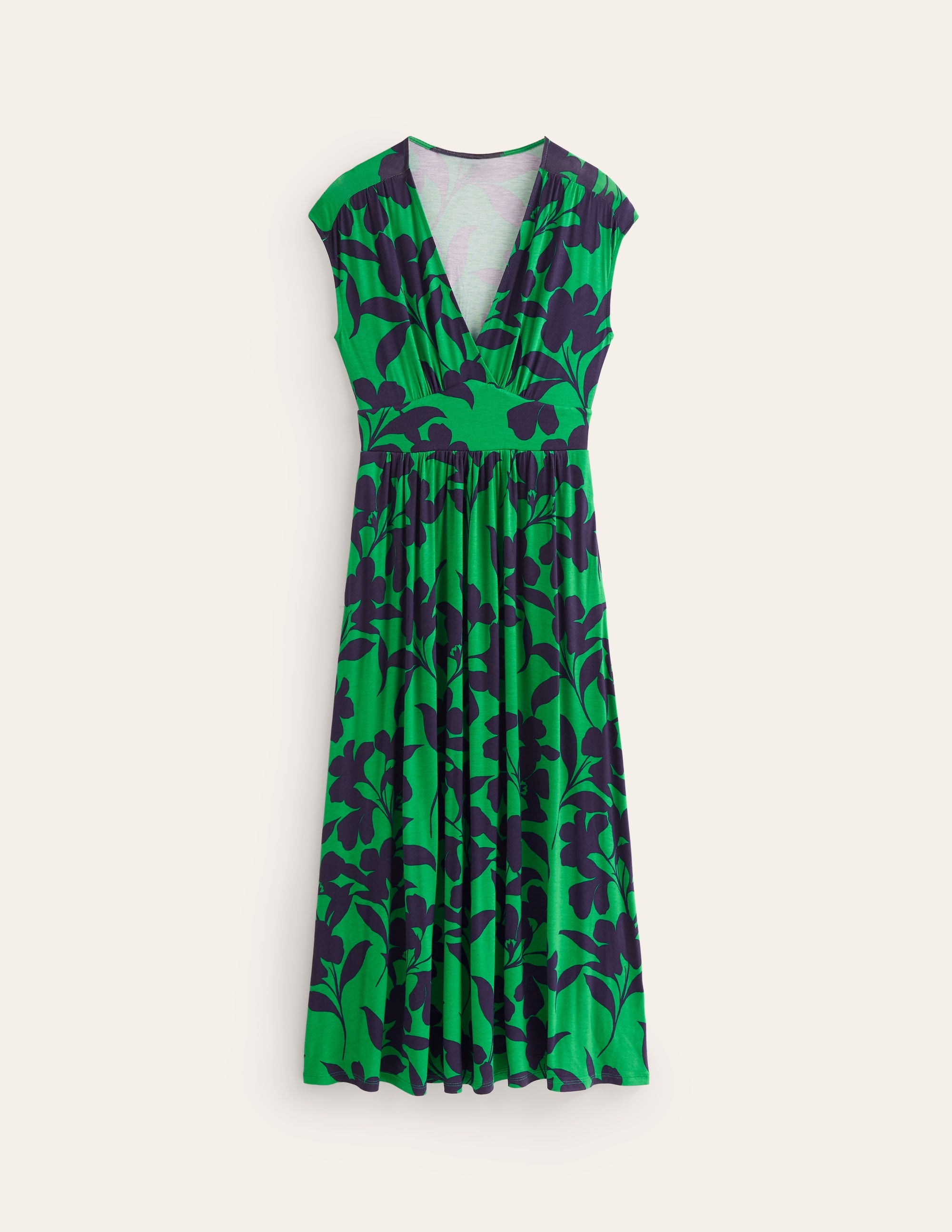 Vanessa Wrap Jersey Maxi Dress-Green, Silhouette Bloom - Image 7