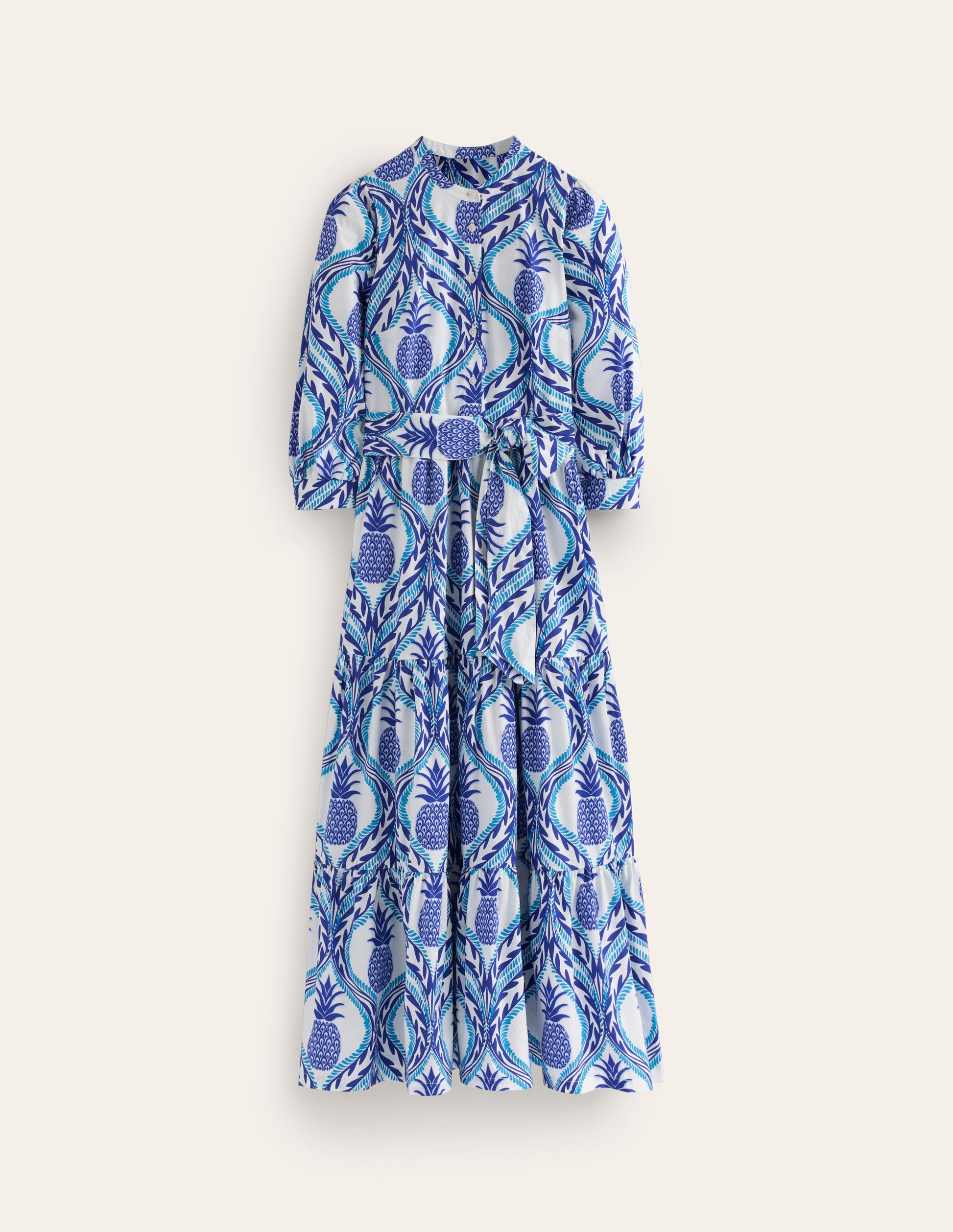 Alba Tiered Cotton Maxi Dress-Surf The Web, Pineapple Wave-7