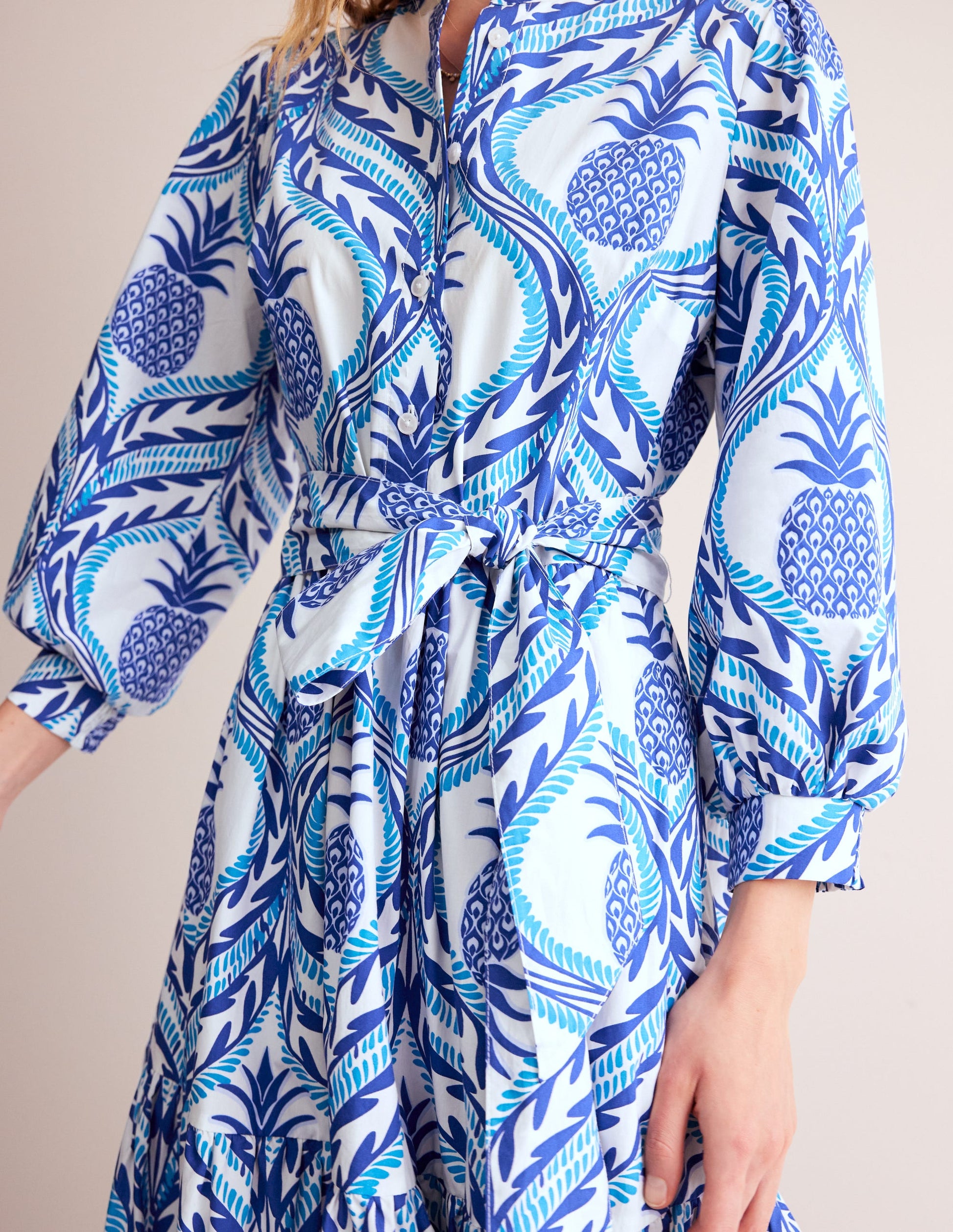 Alba Tiered Cotton Maxi Dress-Surf The Web, Pineapple Wave-2