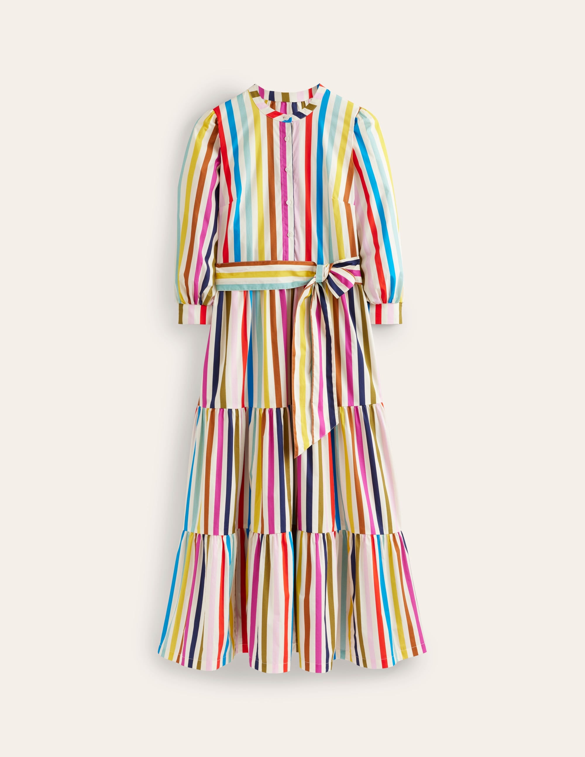 Alba Tiered Cotton Maxi Dress-Multistripe - Image 8
