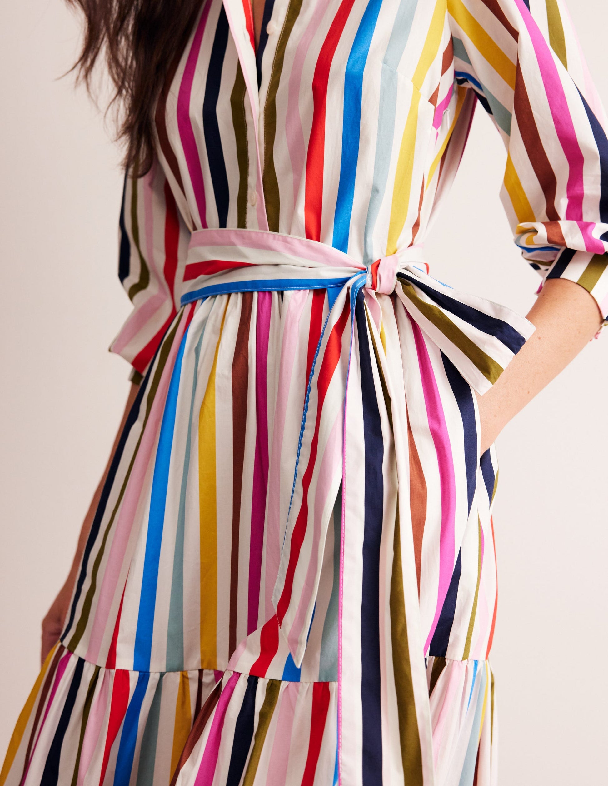 Alba Tiered Cotton Maxi Dress-Multistripe-2