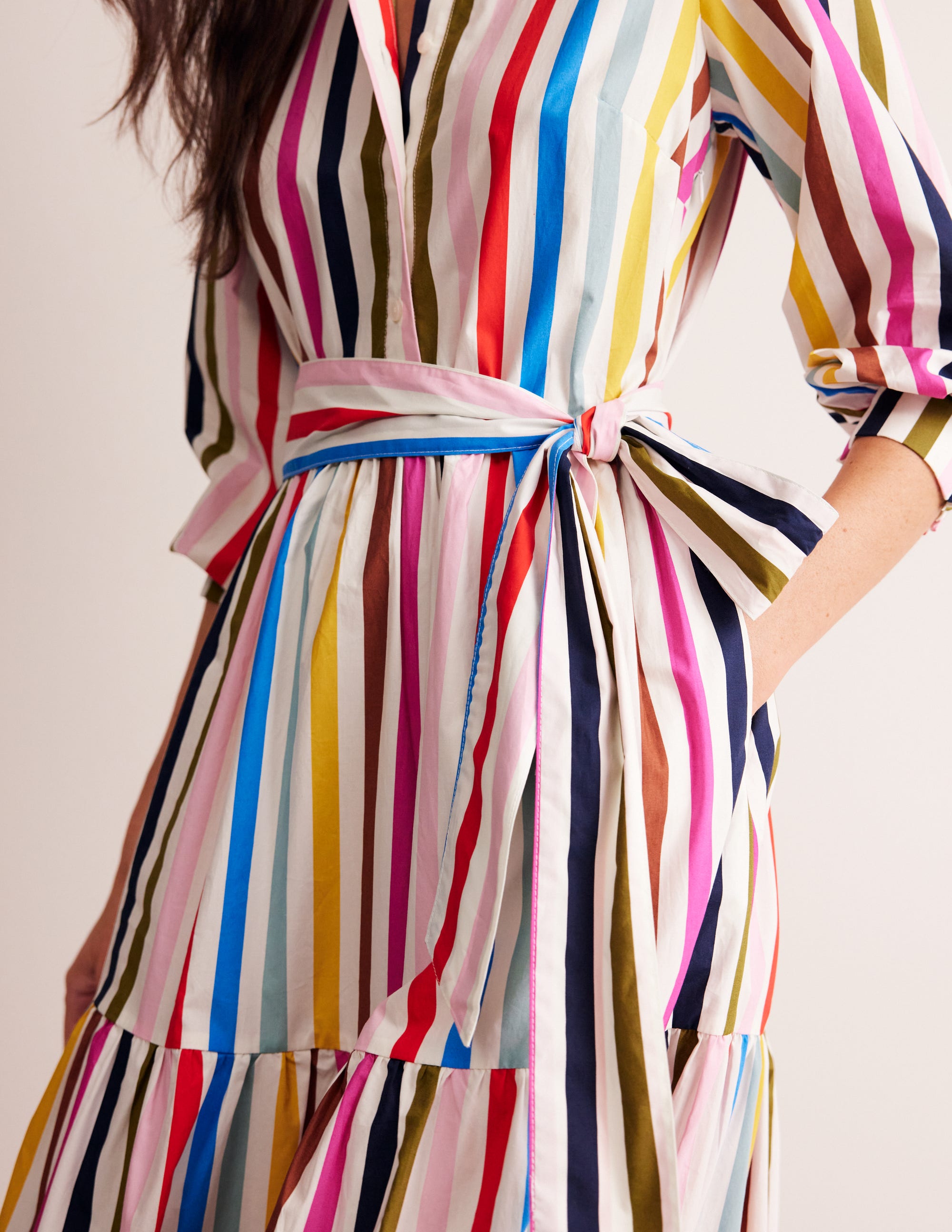 Alba Tiered Cotton Maxi Dress-Multistripe - Image 2