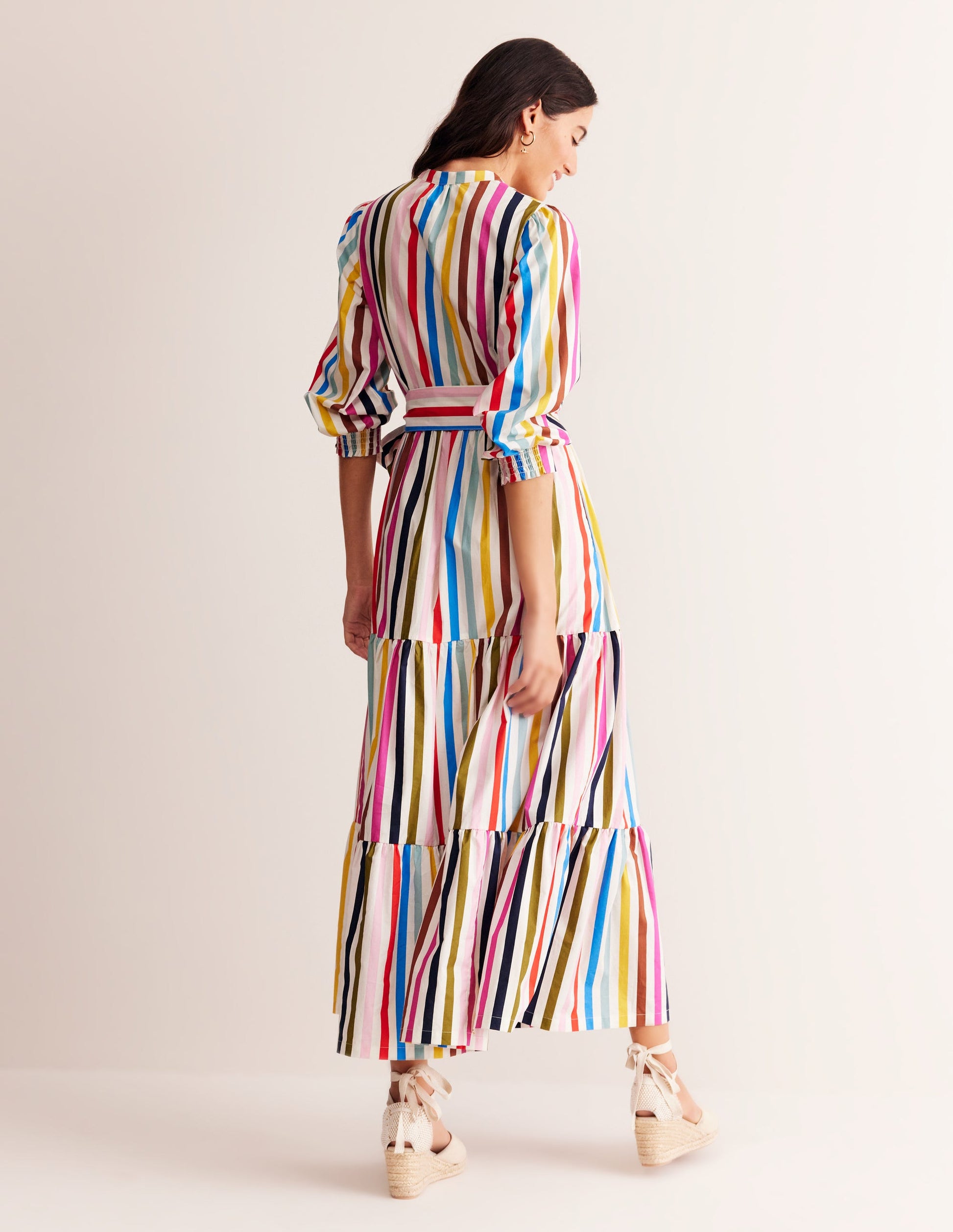 Alba Tiered Cotton Maxi Dress-Multistripe-3