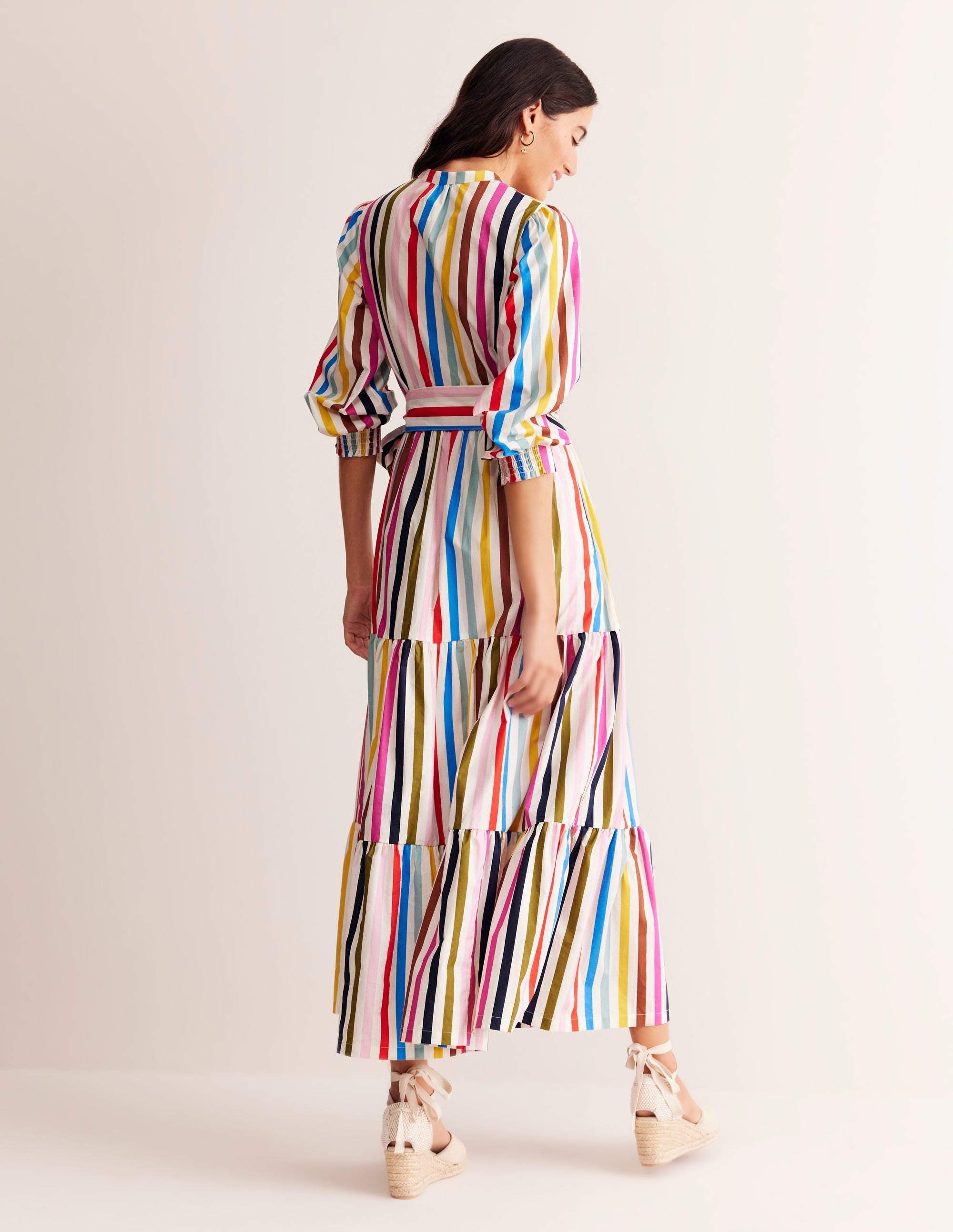 Alba Tiered Cotton Maxi Dress-Multistripe - Image 3
