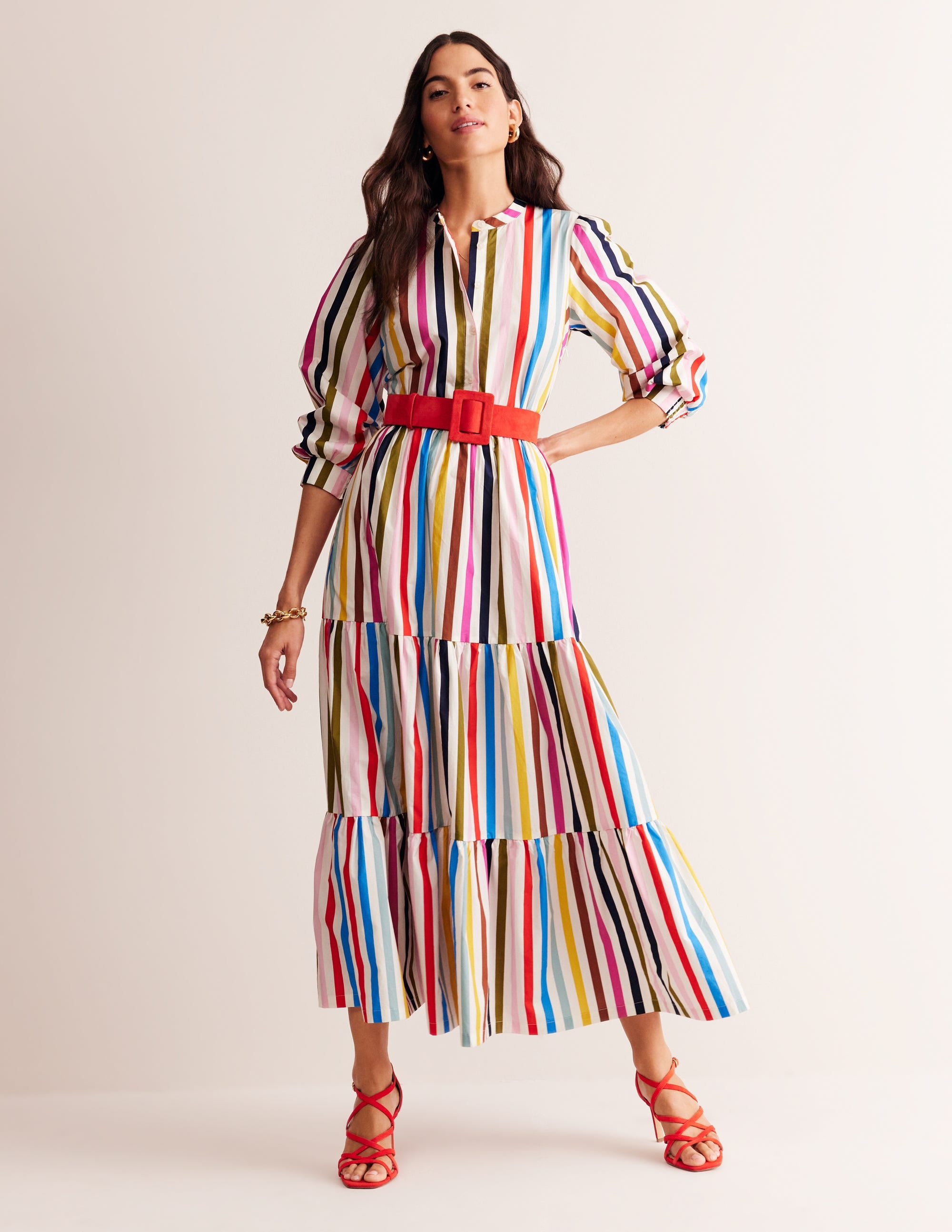 Alba Tiered Cotton Maxi Dress-Multistripe - Image 6