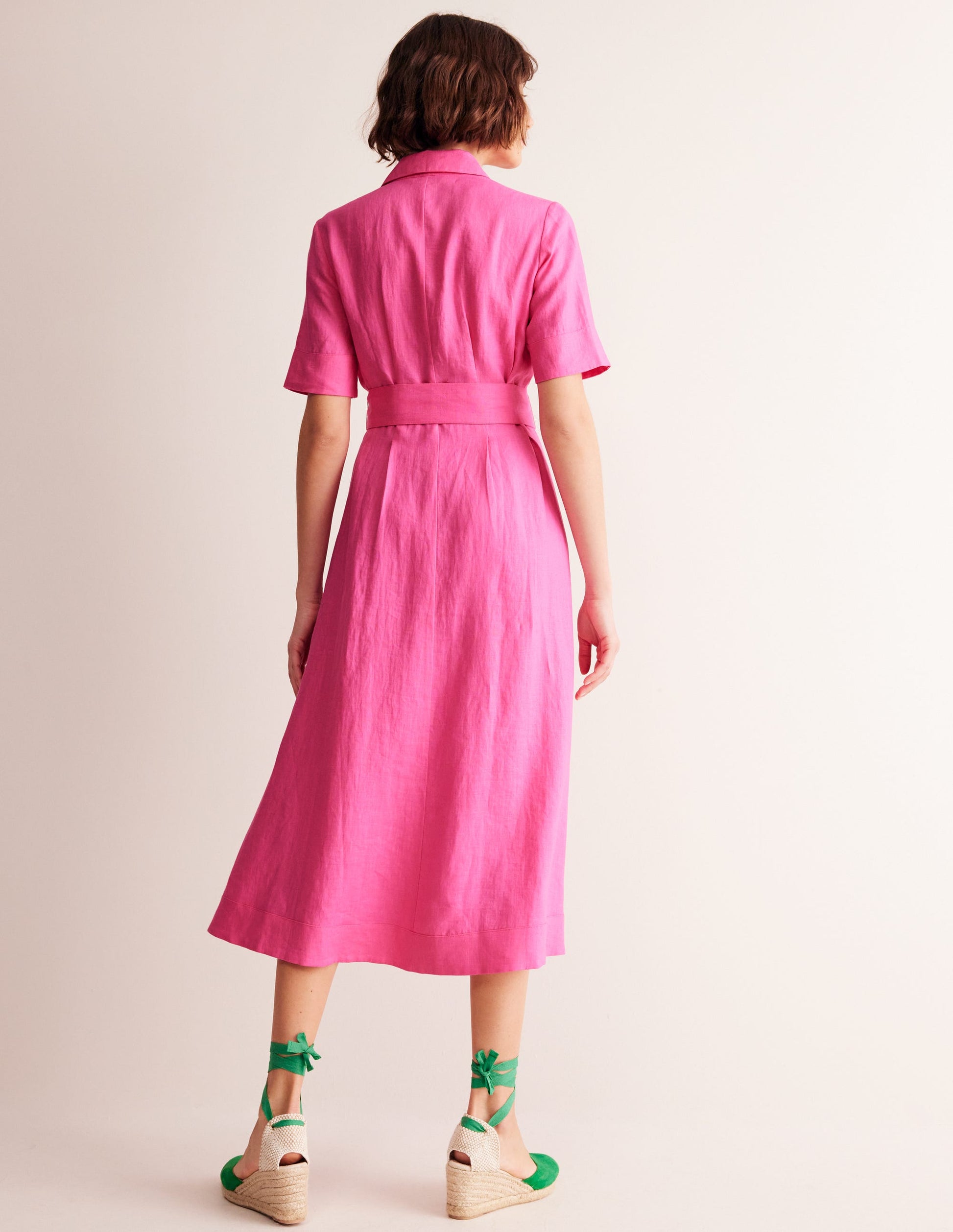 Louise Linen Midi Shirt Dress-Sangria Sunset-3