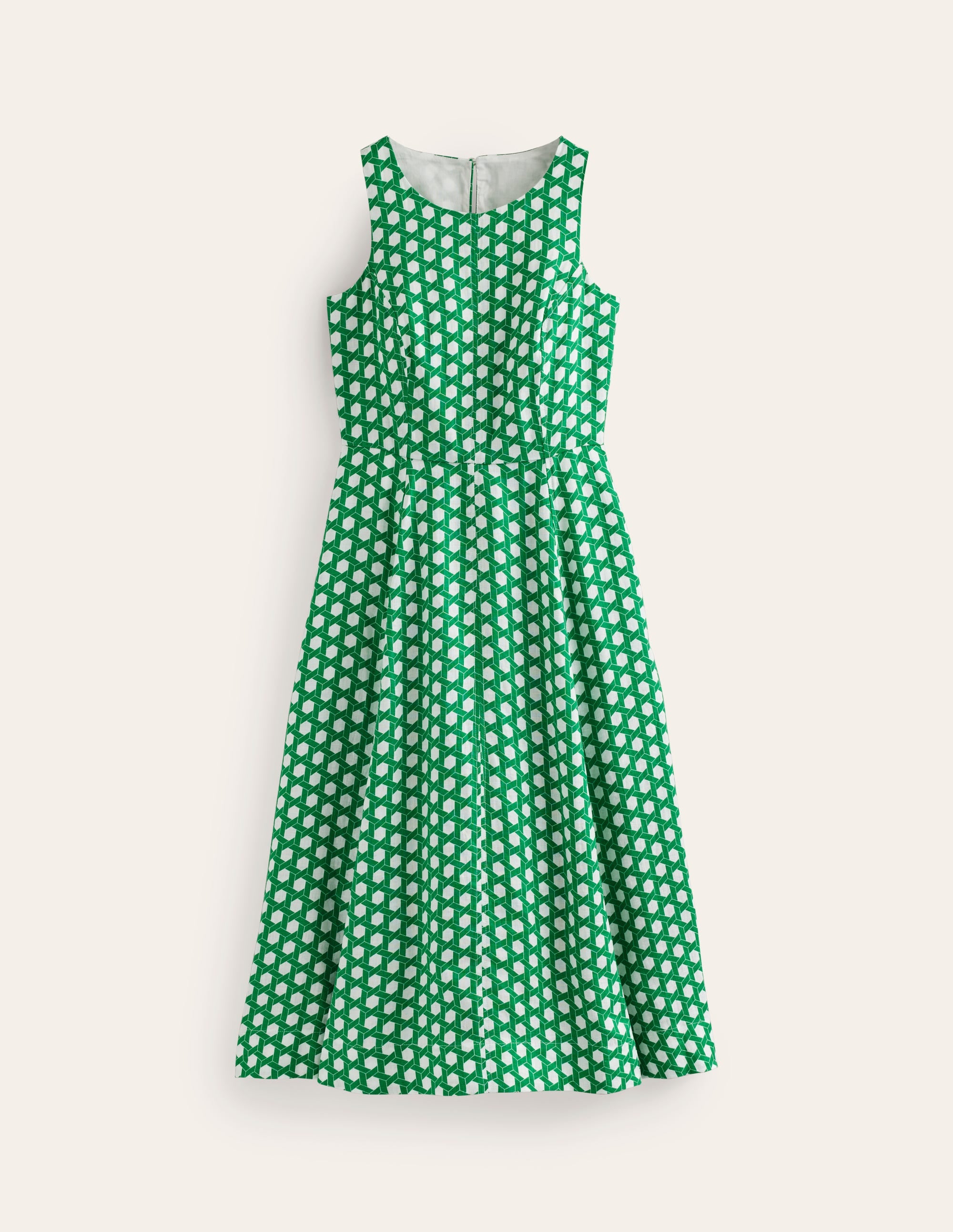Carla Linen Midi Dress-Green Tambourine, Geo - Image 6