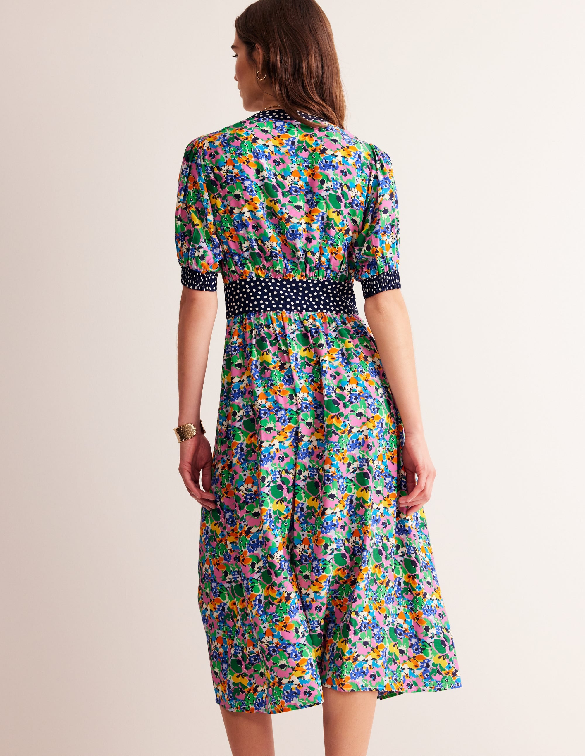 Elsa Midi Tea Dress-Cashmere Rose, Wild Poppy - Image 3