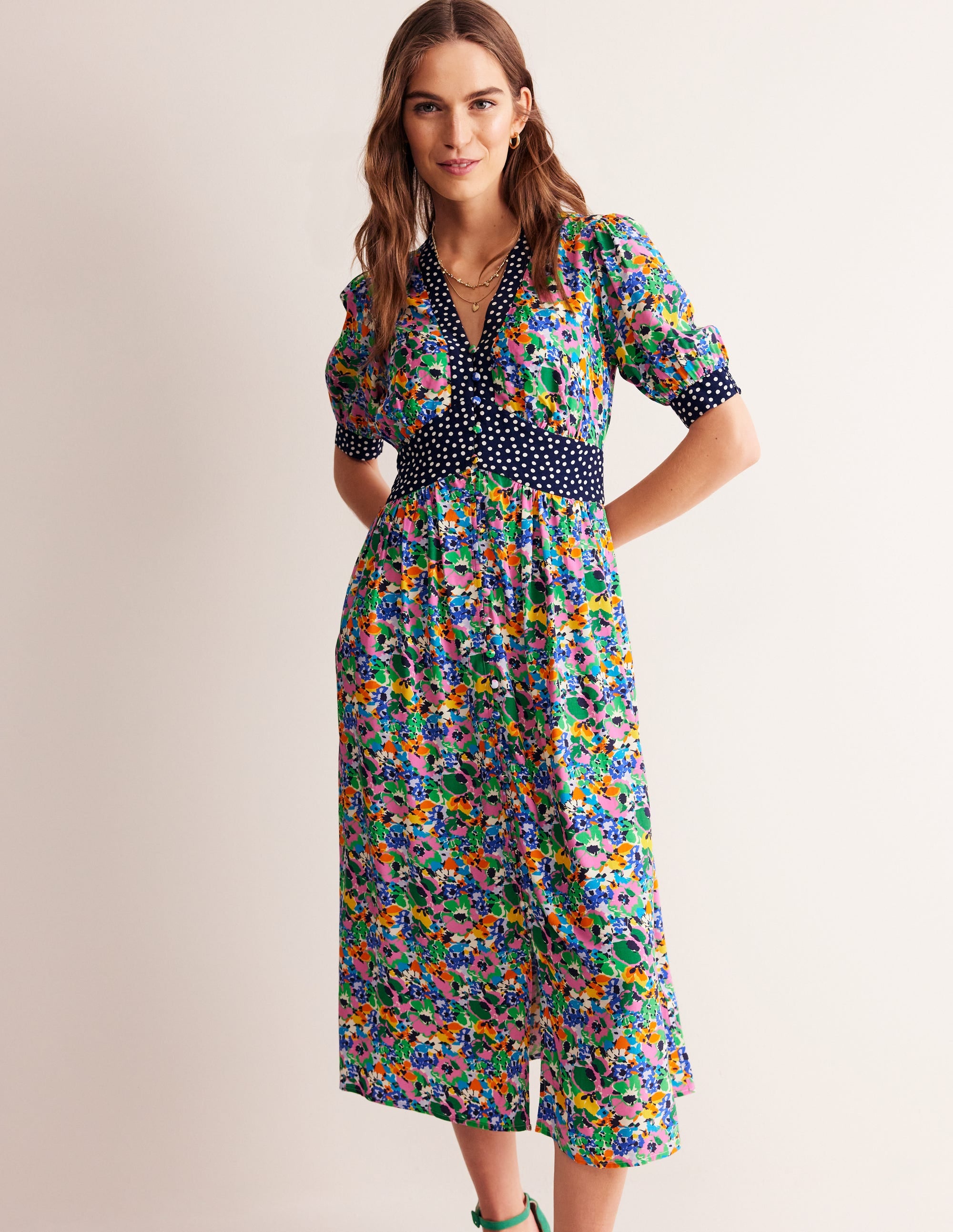 Elsa Midi Tea Dress-Cashmere Rose, Wild Poppy - Image 4
