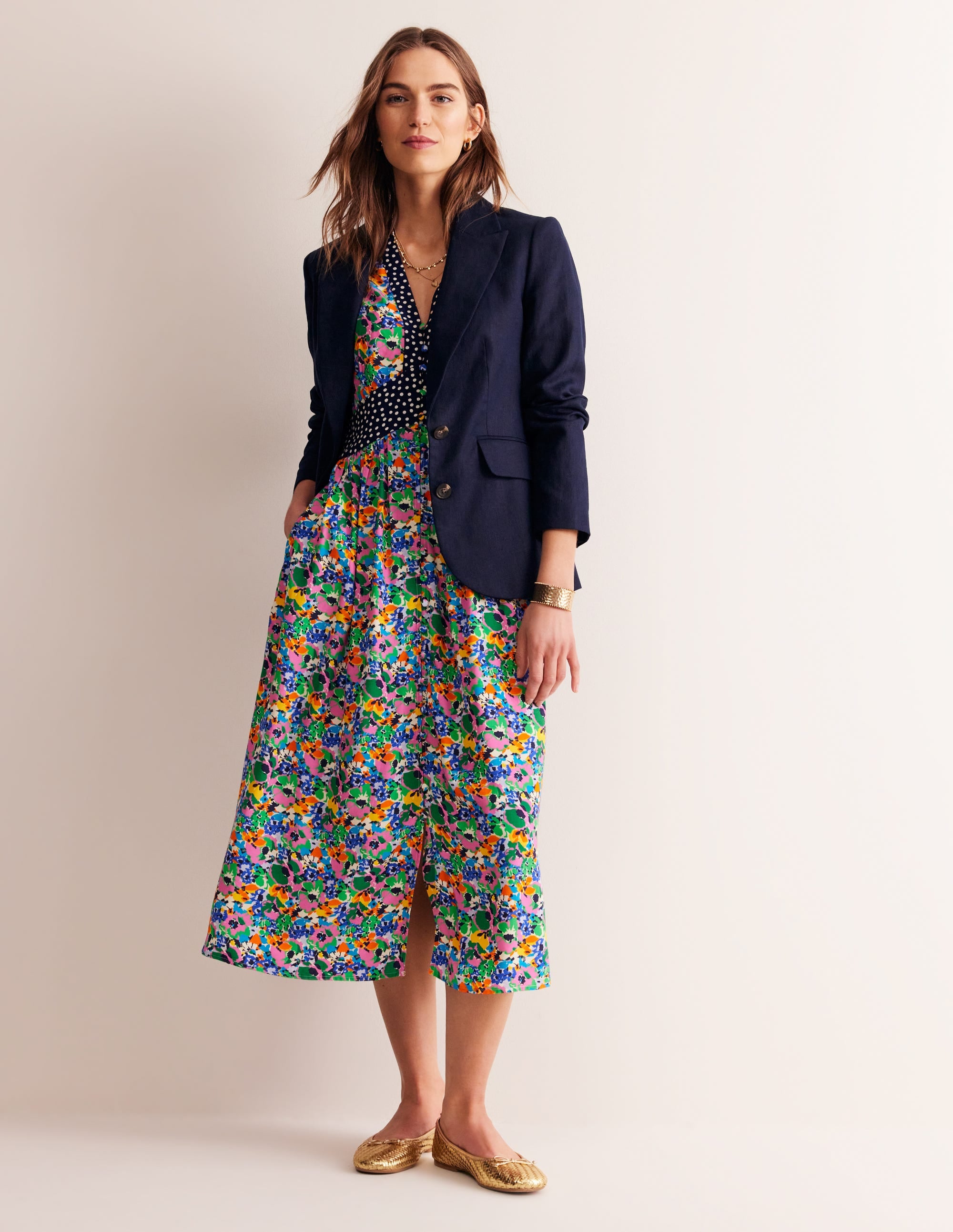 Elsa Midi Tea Dress-Cashmere Rose, Wild Poppy - Image 5