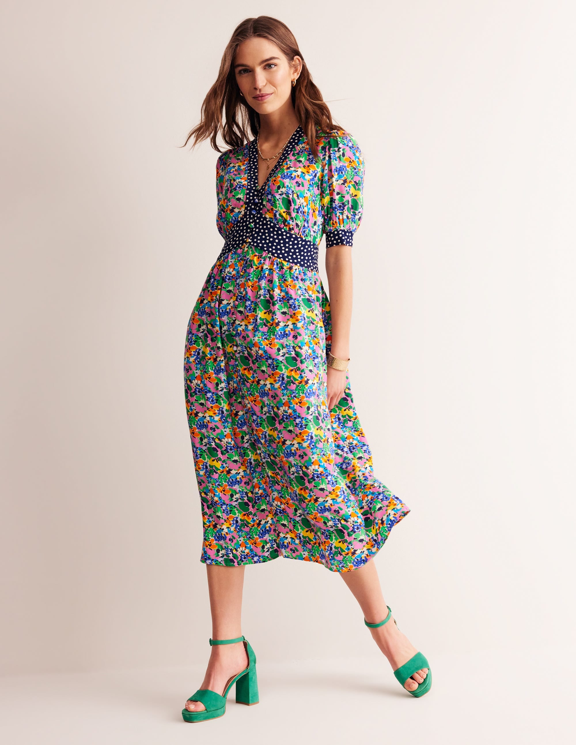 Elsa Midi Tea Dress-Cashmere Rose, Wild Poppy - Image 6