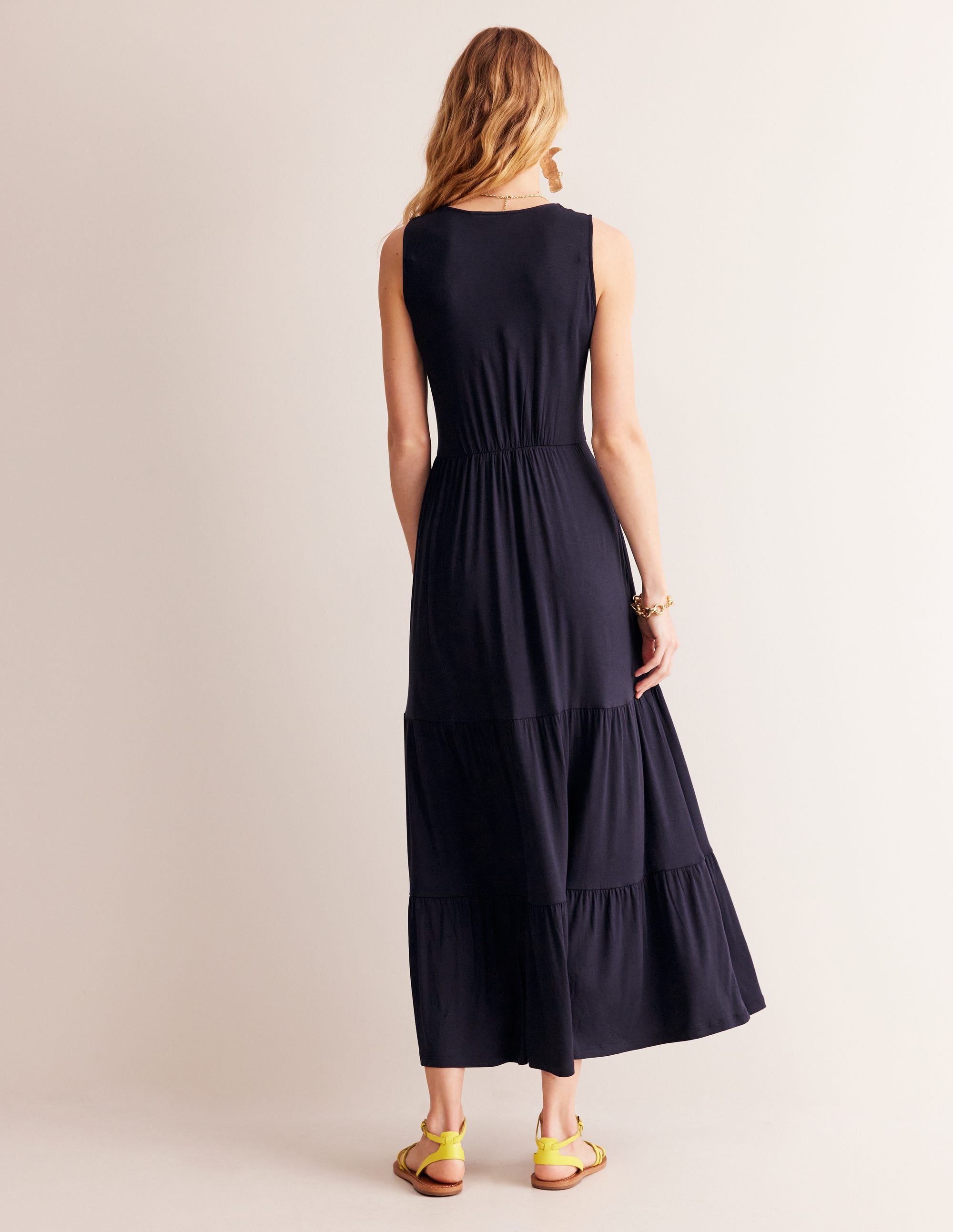 Sylvia Jersey Maxi Tier Dress-Navy - Image 3