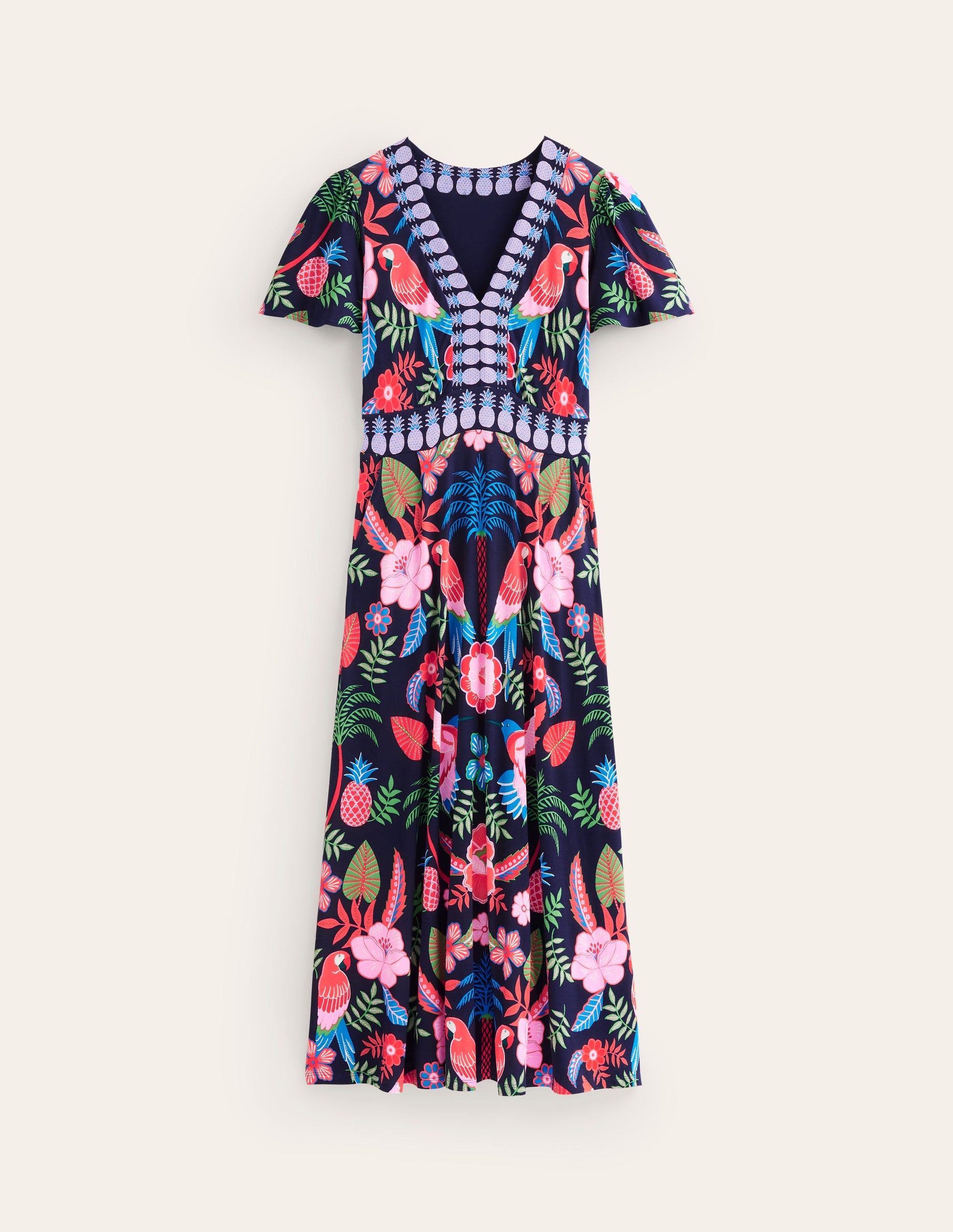 Ellie Flutter Maxi Tea Dress-Multi, Tropic Parrot-6