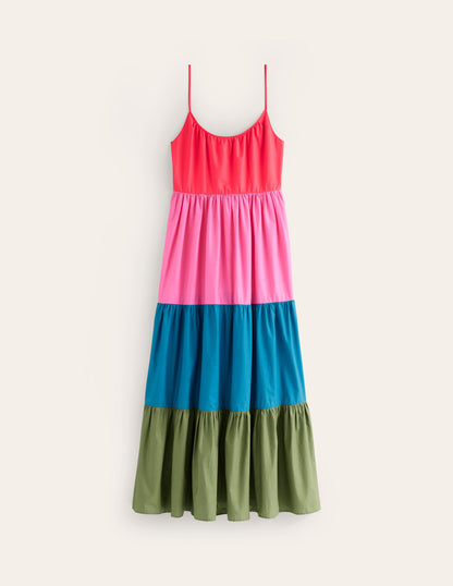 Trapeze Cotton Maxi Dress-Colourblock-6